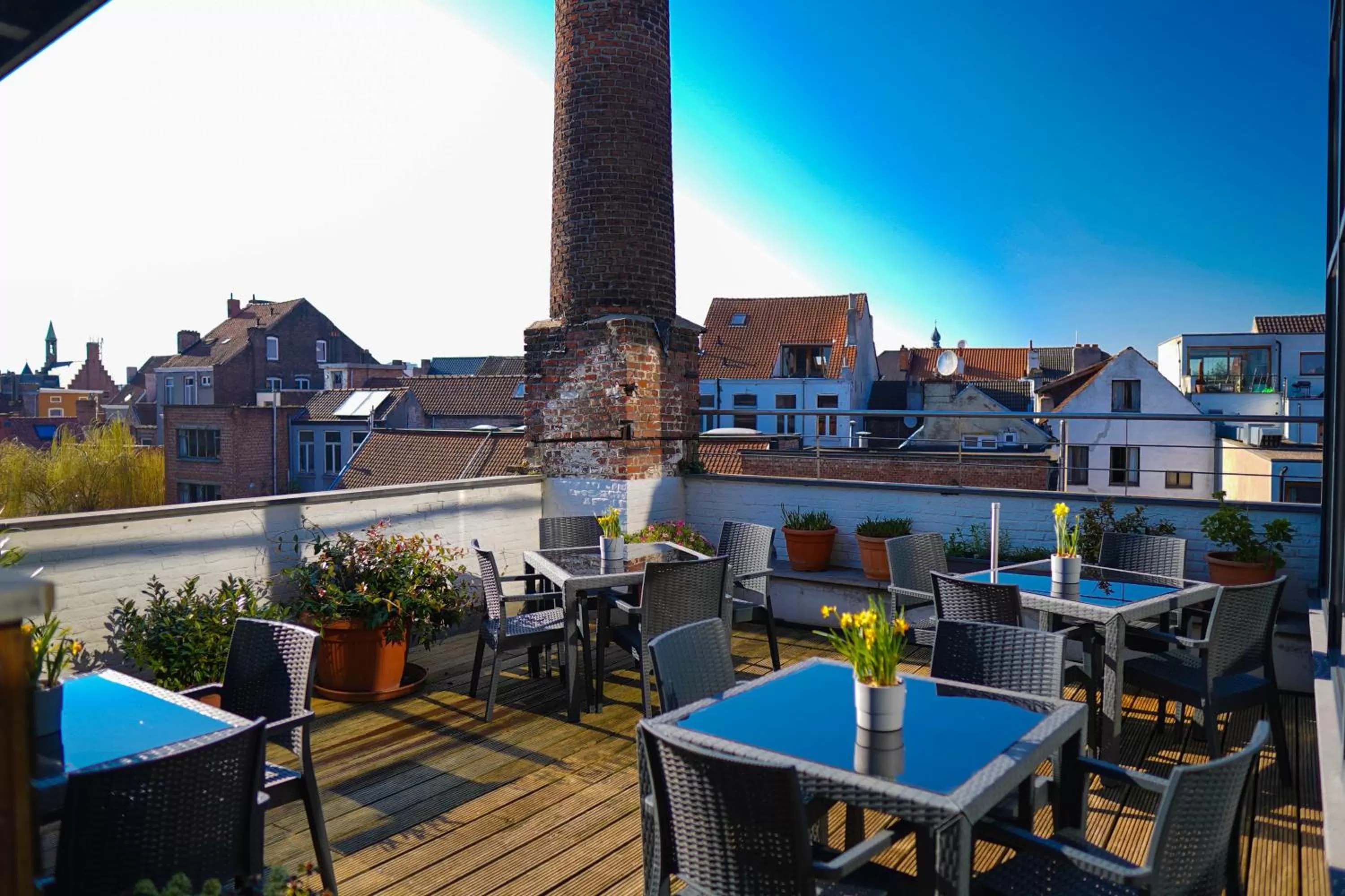 Patio in Ghent River Hotel