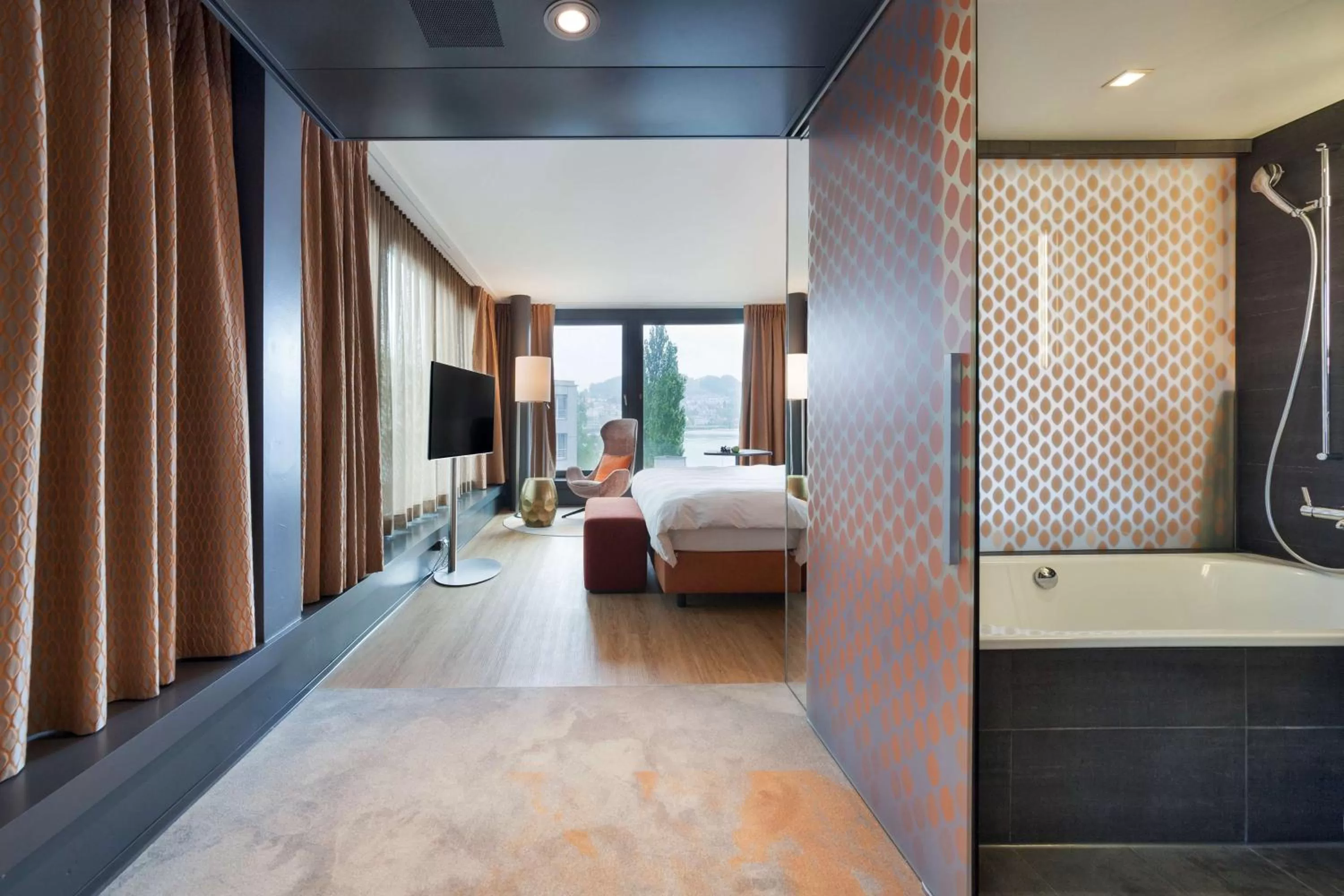 Photo of the whole room, Bed in Radisson Blu Hotel, Lucerne