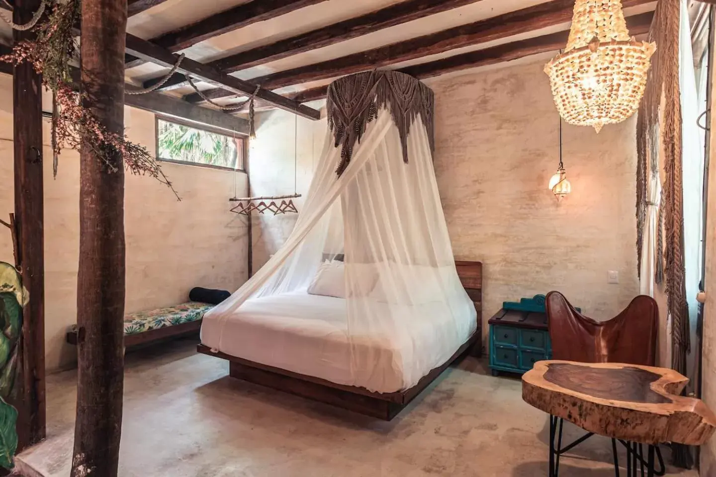Bed in Hidden Treehouse Tulum Eco-Hotel
