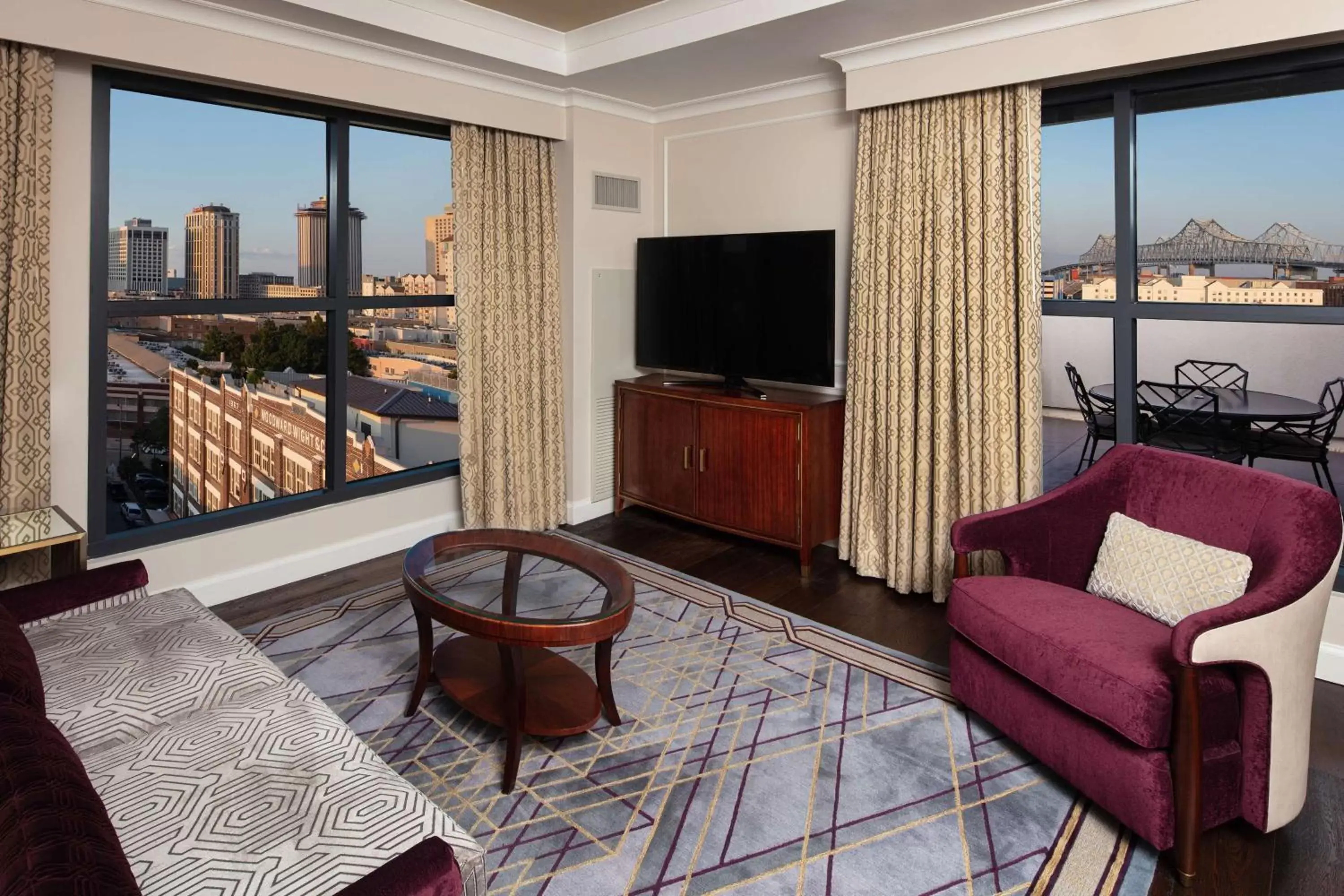 Living room in The Higgins Hotel New Orleans, Curio Collection by Hilton Living room in The Higgins Hotel New Orleans, Curio Collection by Hilton