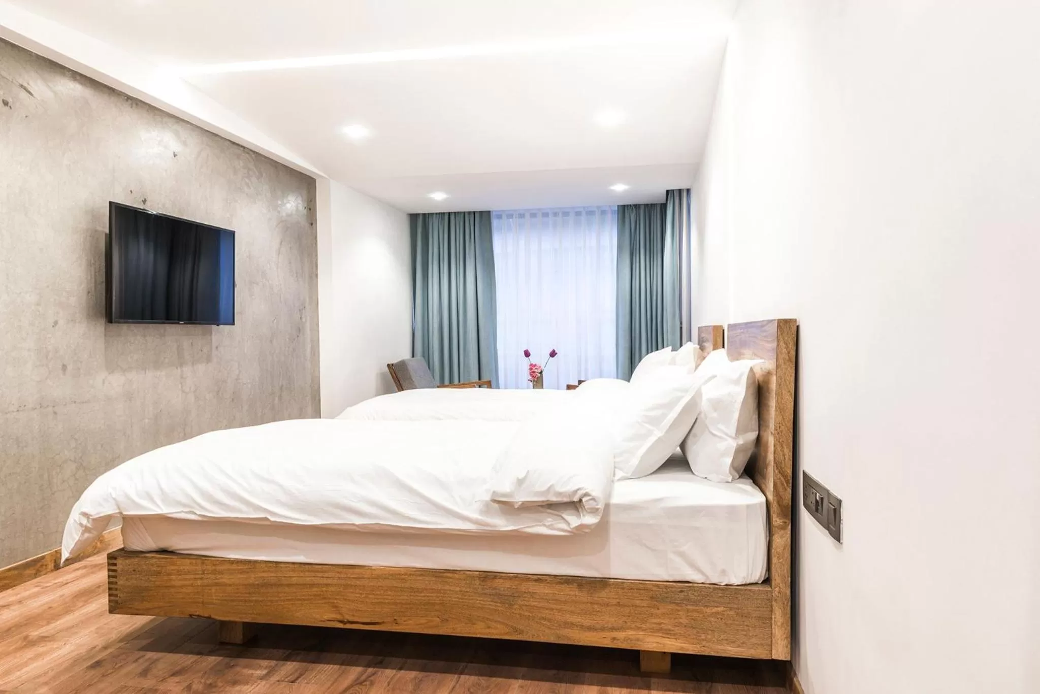 Bed in 9ine Thamel Hotel