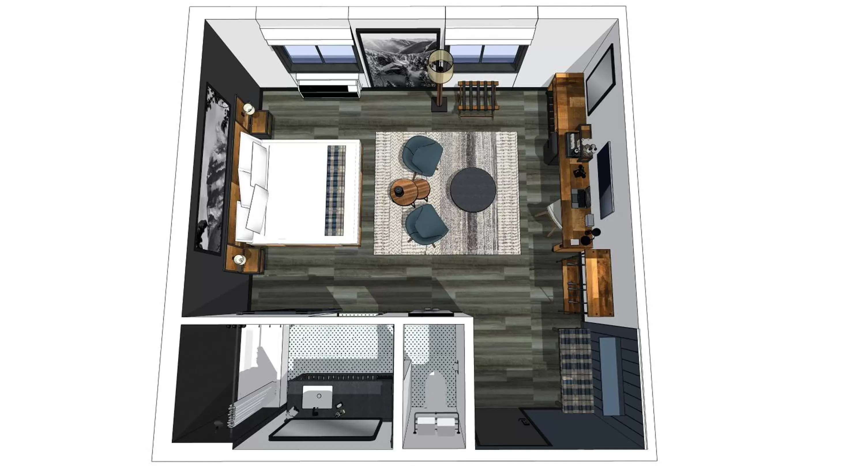 Bathroom, Floor Plan in Gravity Haus