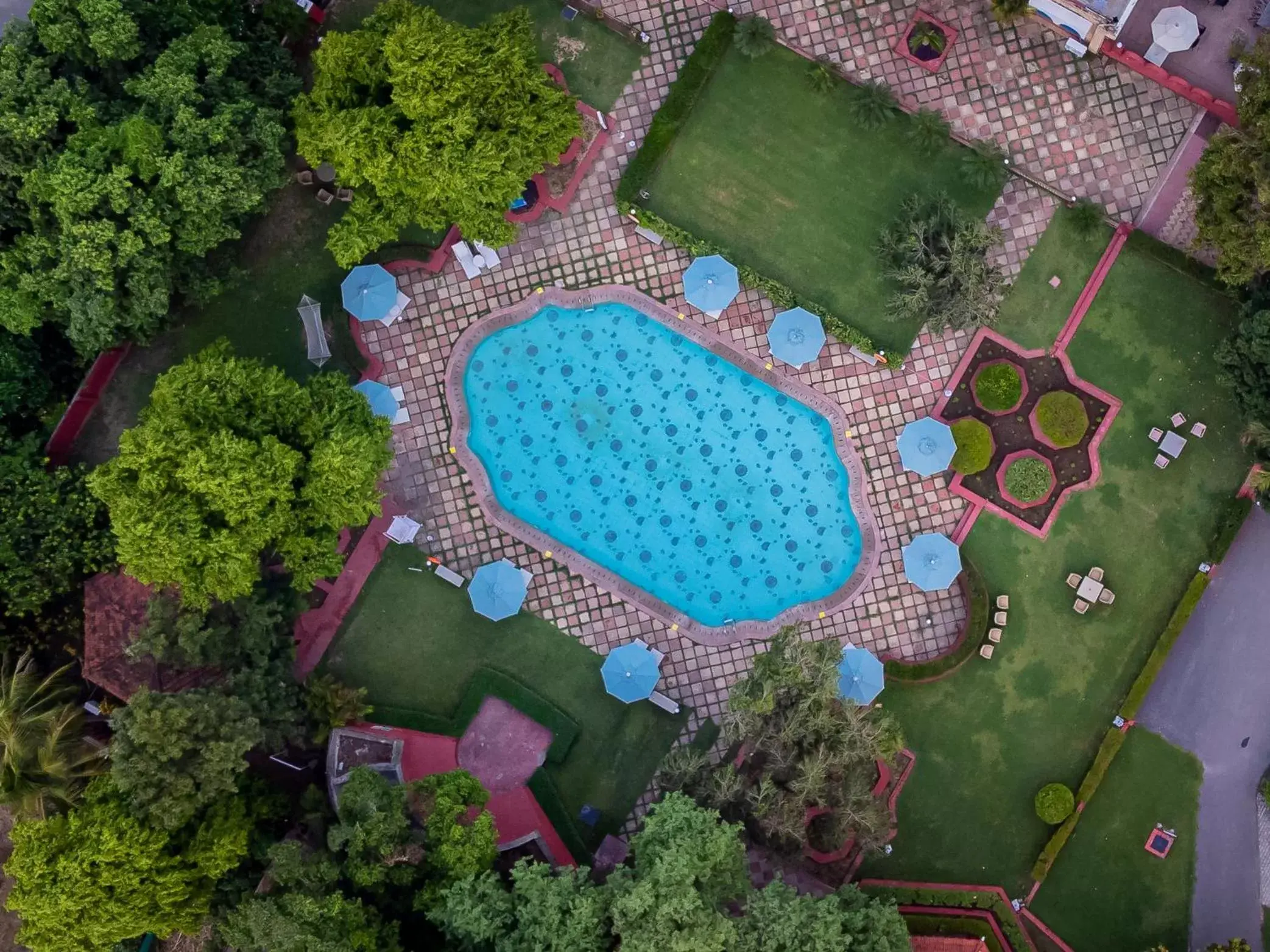 Swimming pool, Bird's-eye View in Taj Ganges Varanasi