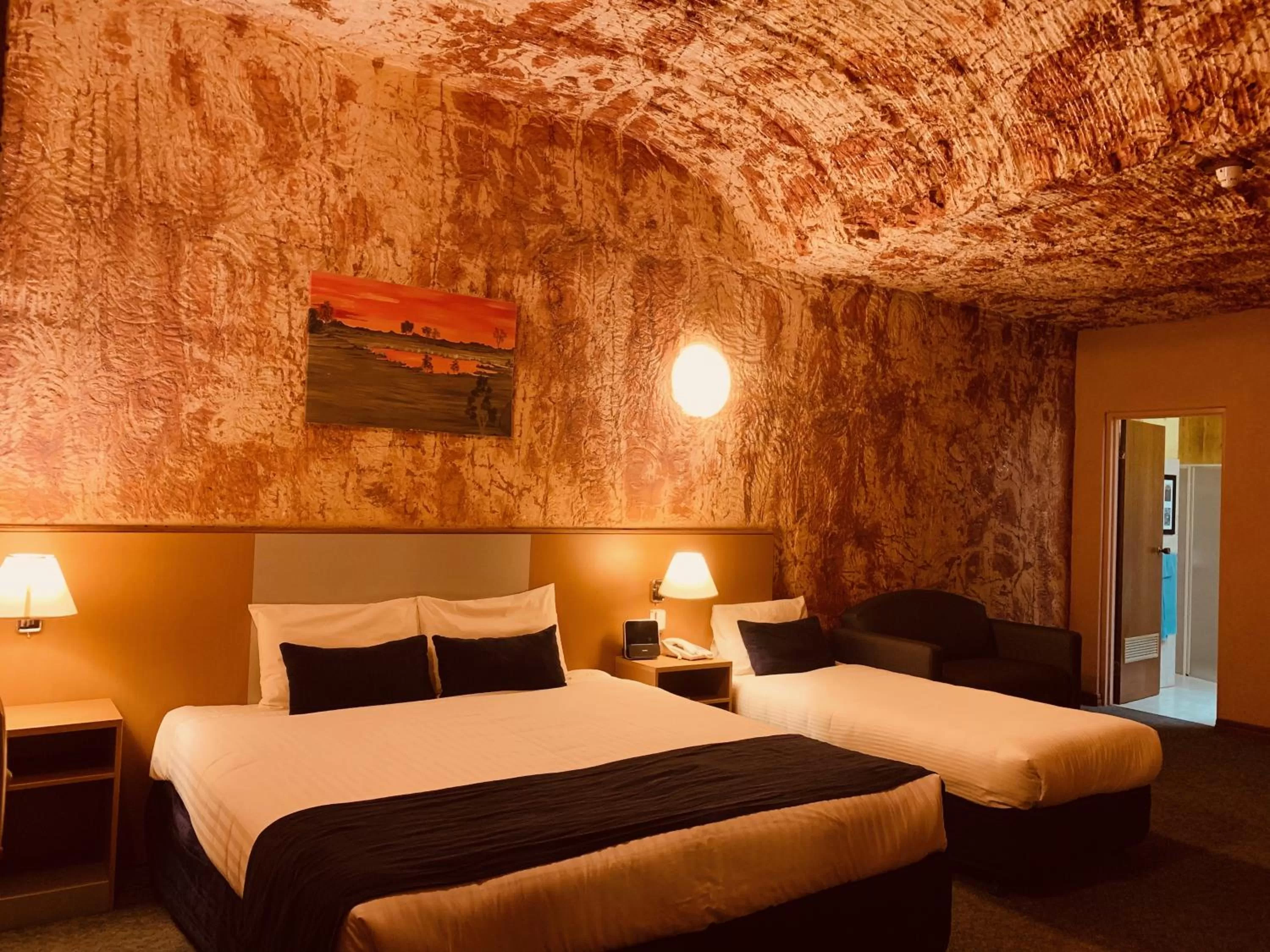 Bed in Desert Cave Hotel