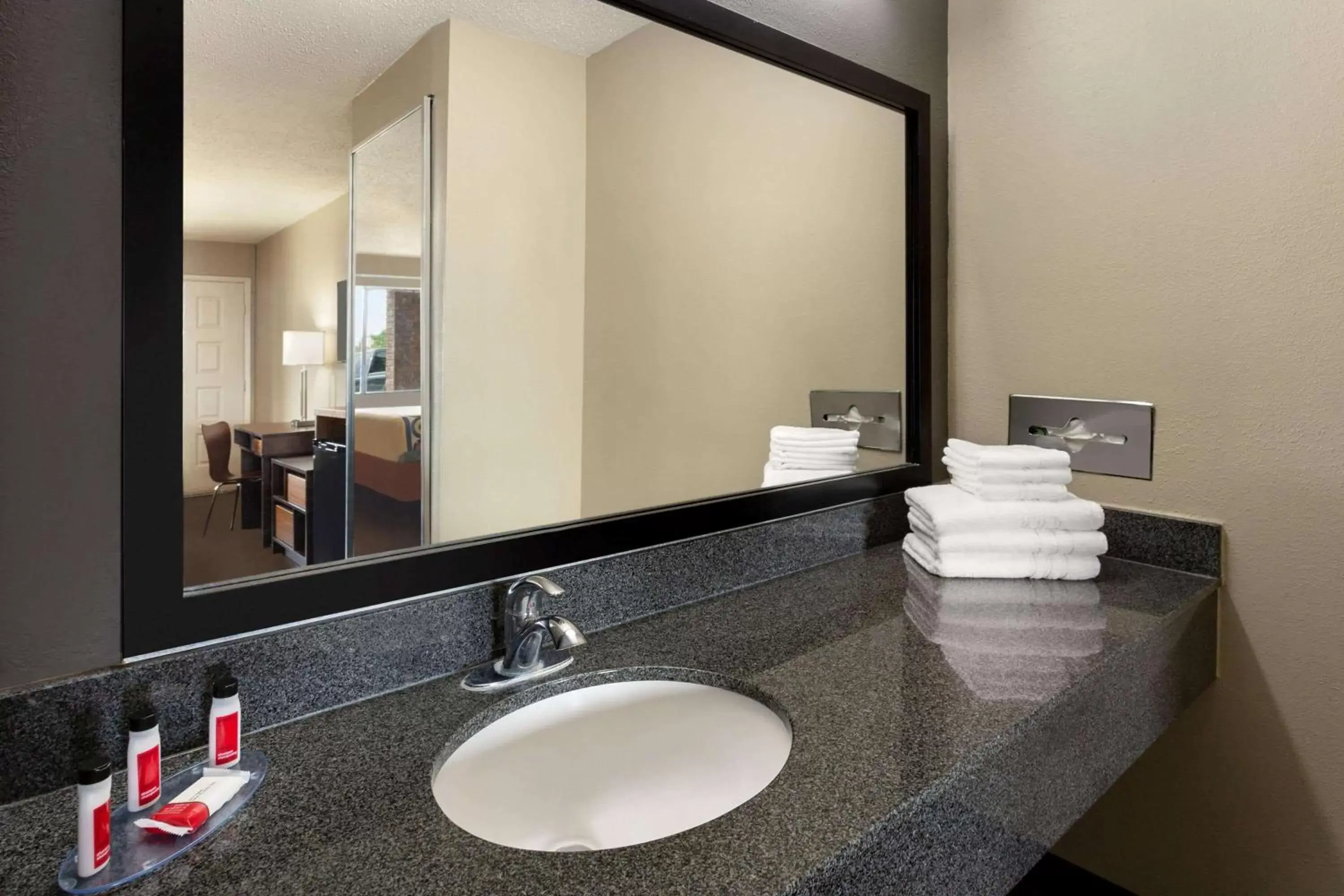 Bathroom in Super 8 by Wyndham Universal City