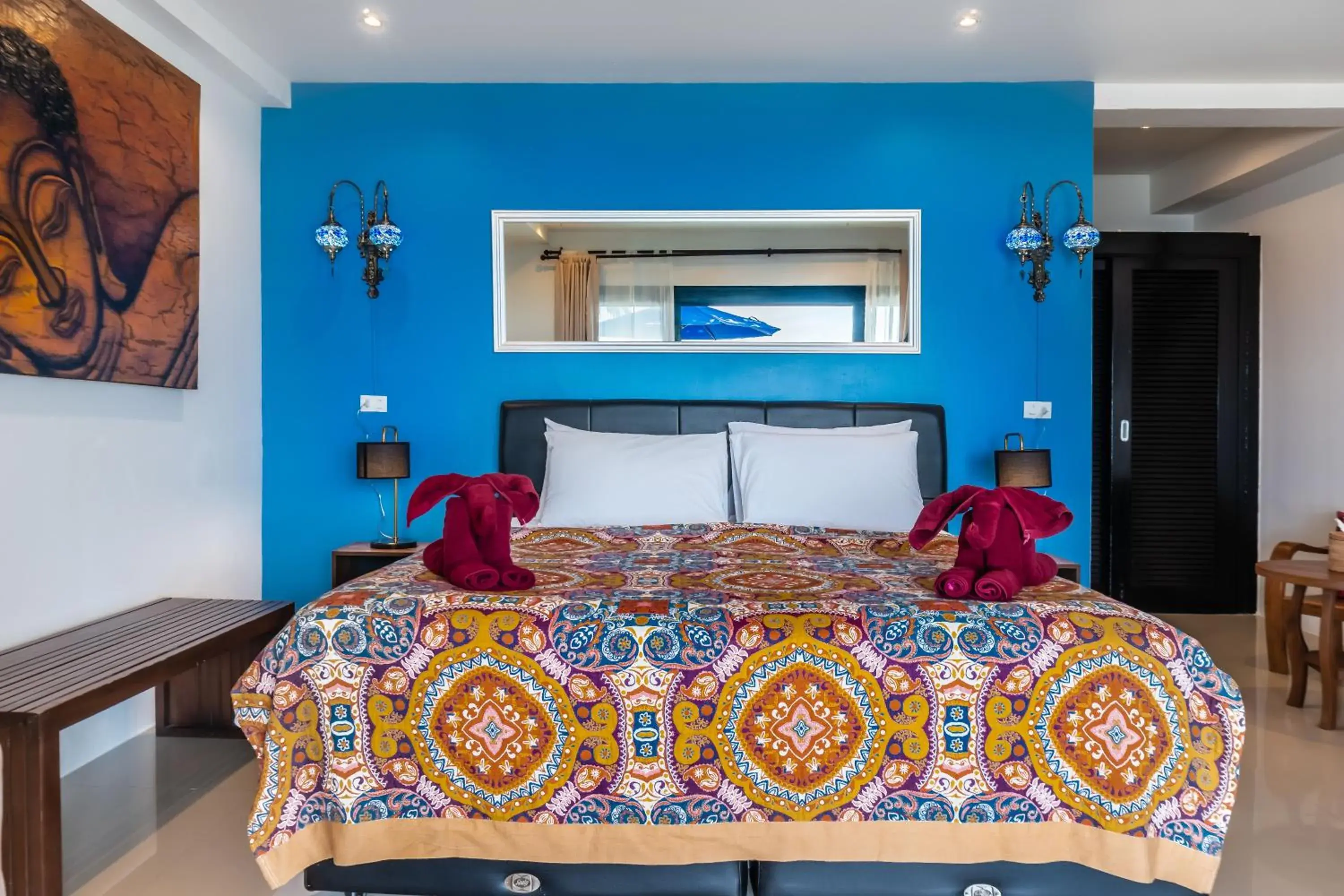 Bed in Crystal Bay Beach Resort