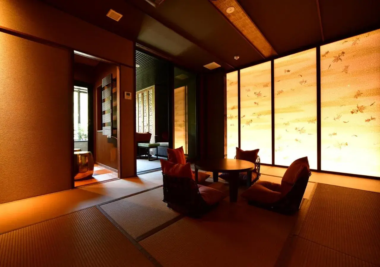 Photo of the whole room, Seating Area in Balinese onsen ryokan Hakone Airu