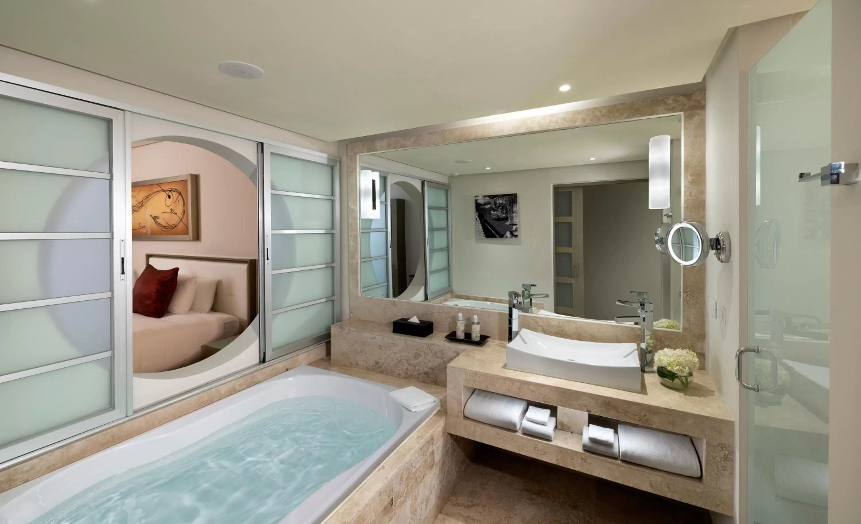 Bathroom, Bed in Paradisus La Perla - Adults Only - Riviera Maya - All Inclusive