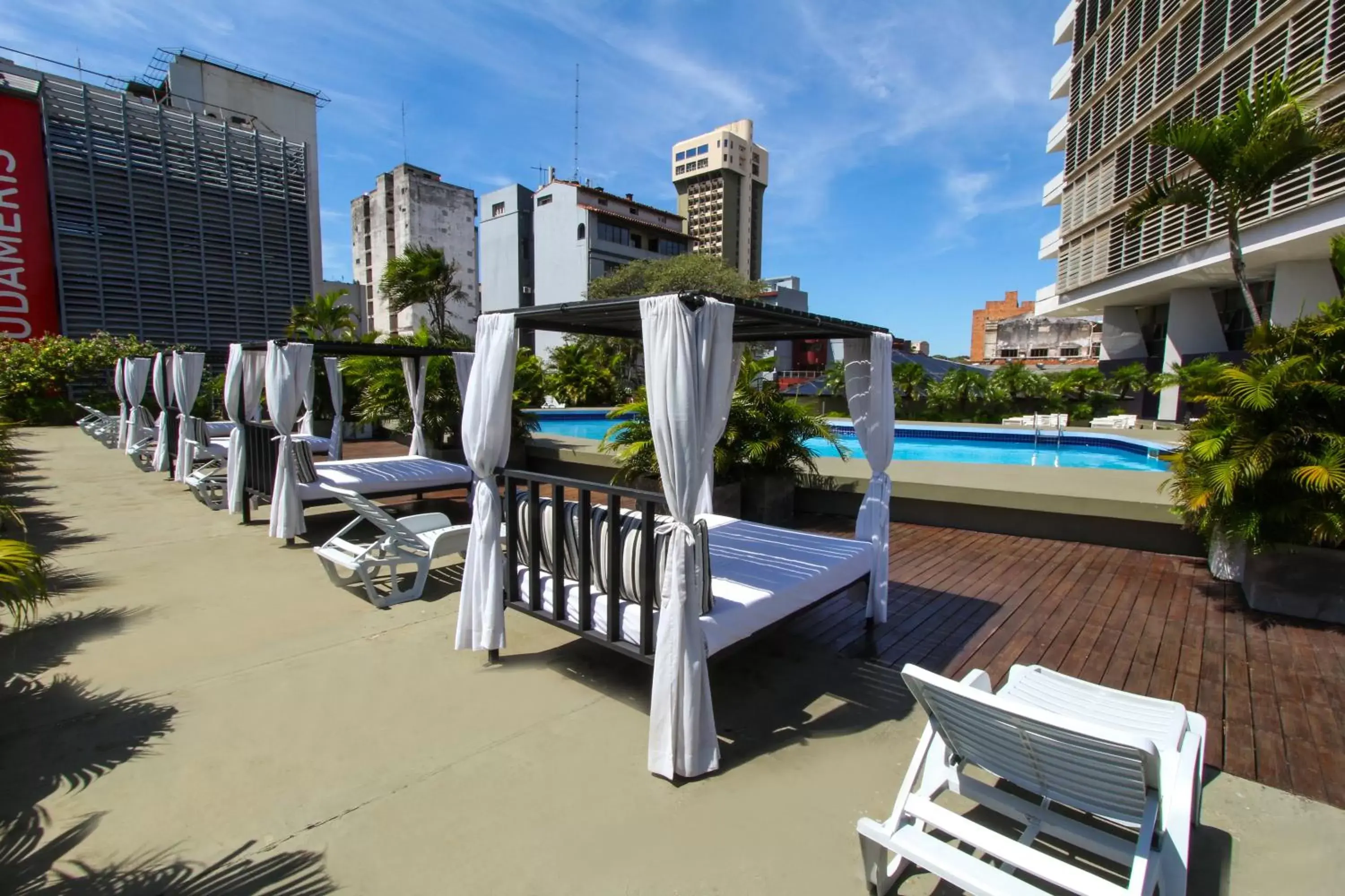 Balcony/Terrace, Swimming Pool in Hotel Guarani Asuncion