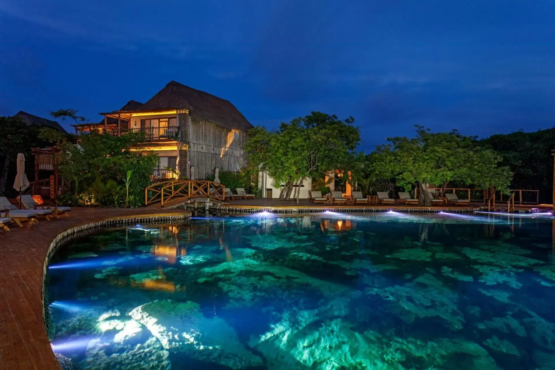 Night, Swimming Pool in Hotel Shibari - Restaurant & Cenote Club