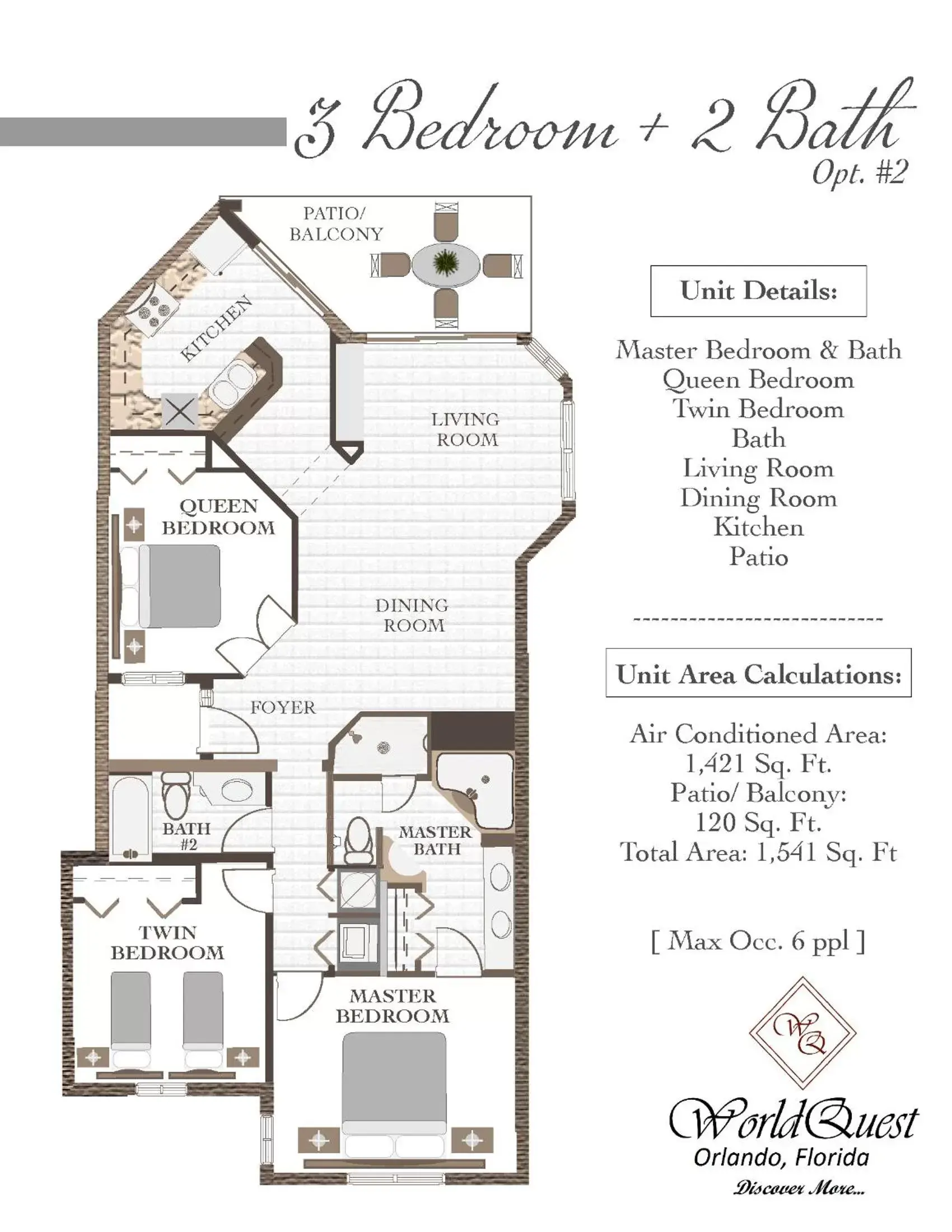 Bedroom, Floor Plan in WorldQuest Orlando Resort