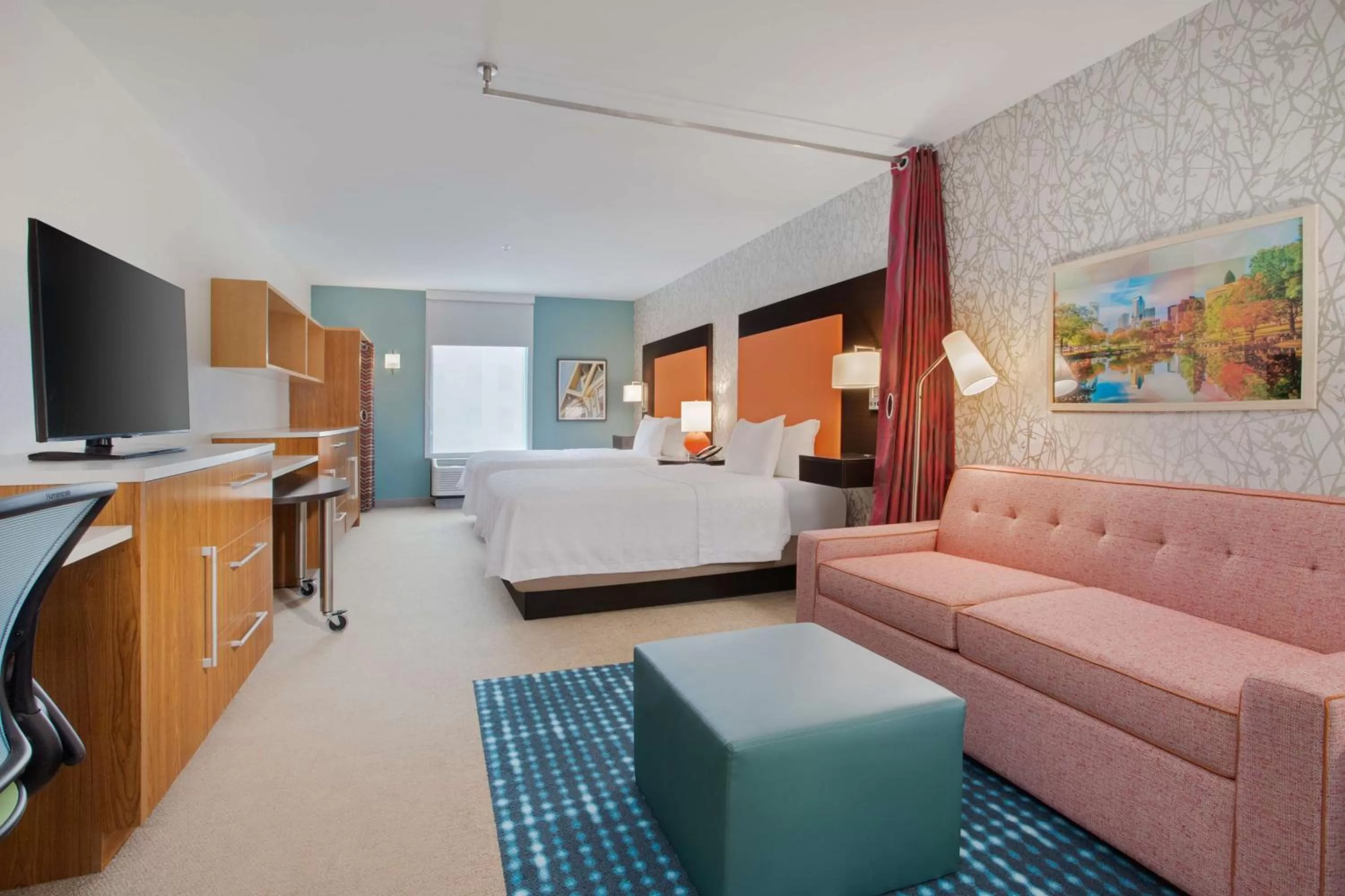 Living room, Bed in Home2 Suites Charlotte I-77 South