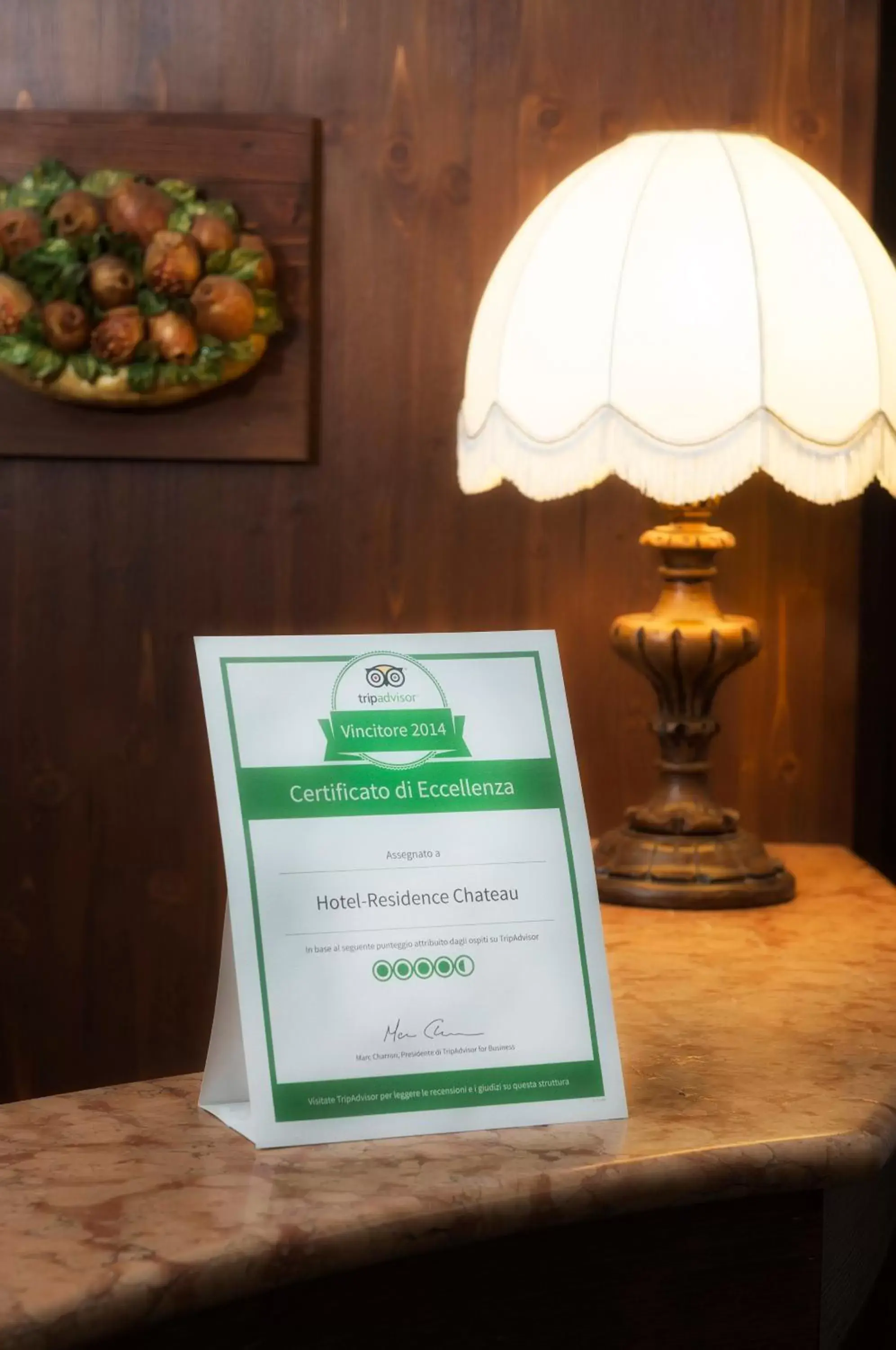 Certificate/Award, Drinks in Hotel Residence Chateau