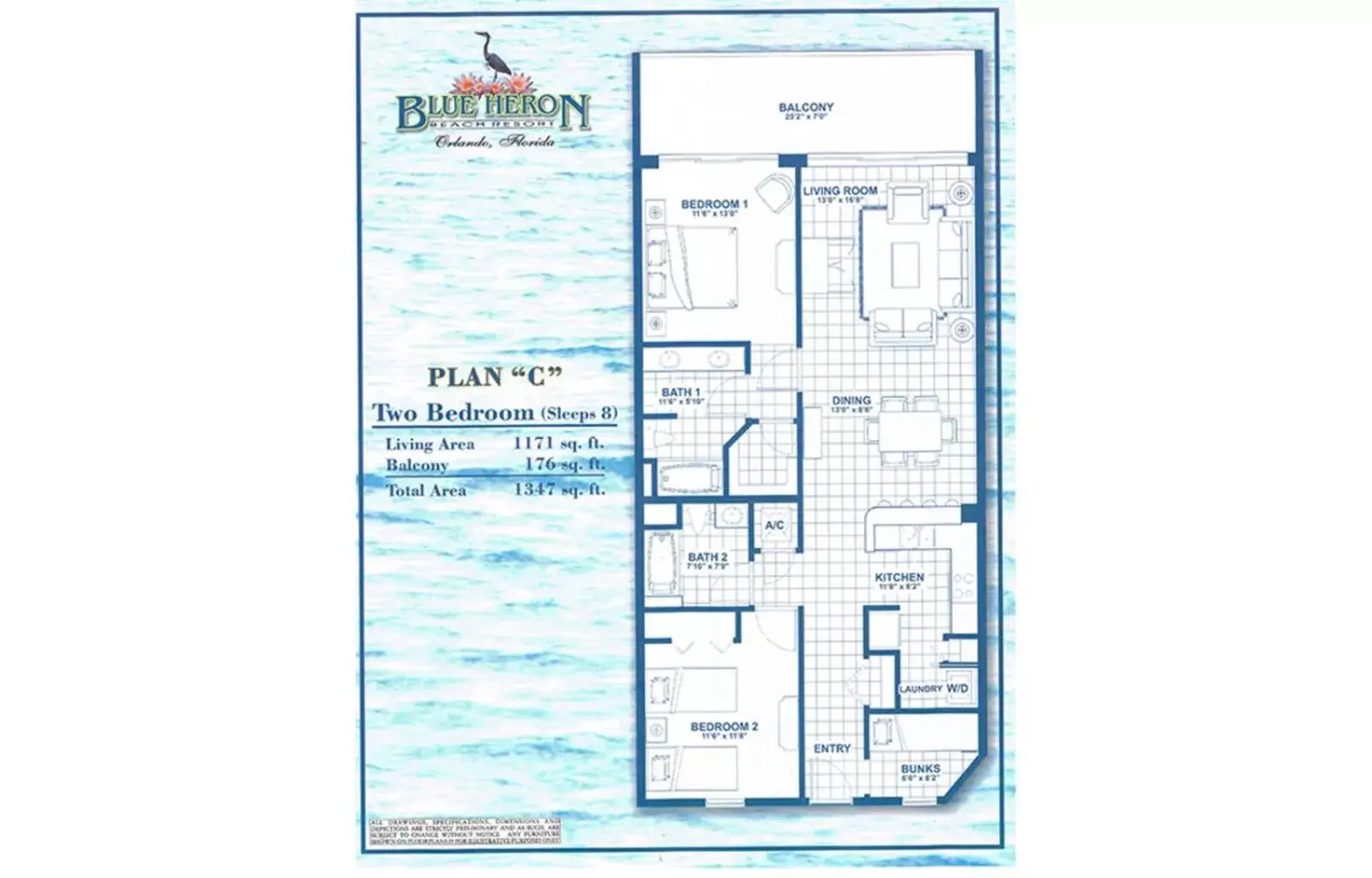 Floor Plan in Penthouse Close to Disney area and Malls water view