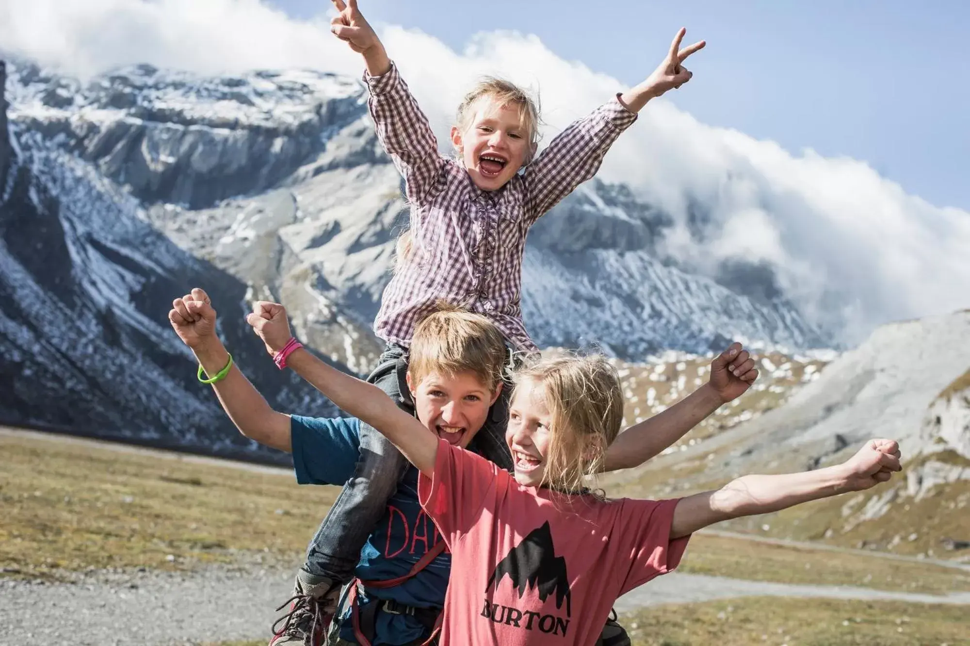 Hiking, Children in Soldanella by Hotel Adula