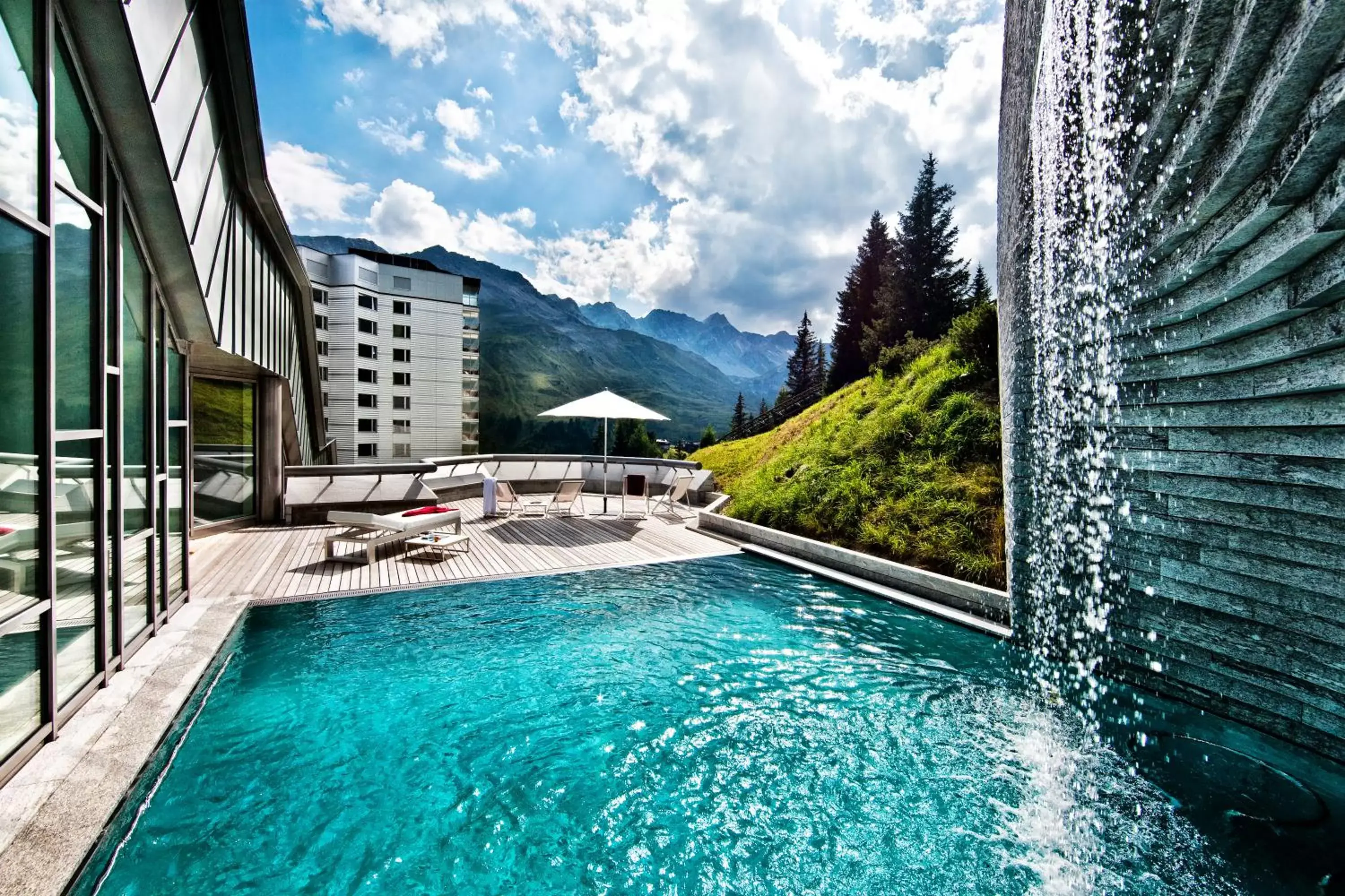 Pool view, Swimming Pool in Tschuggen Grand Hotel - The Leading Hotels of the World