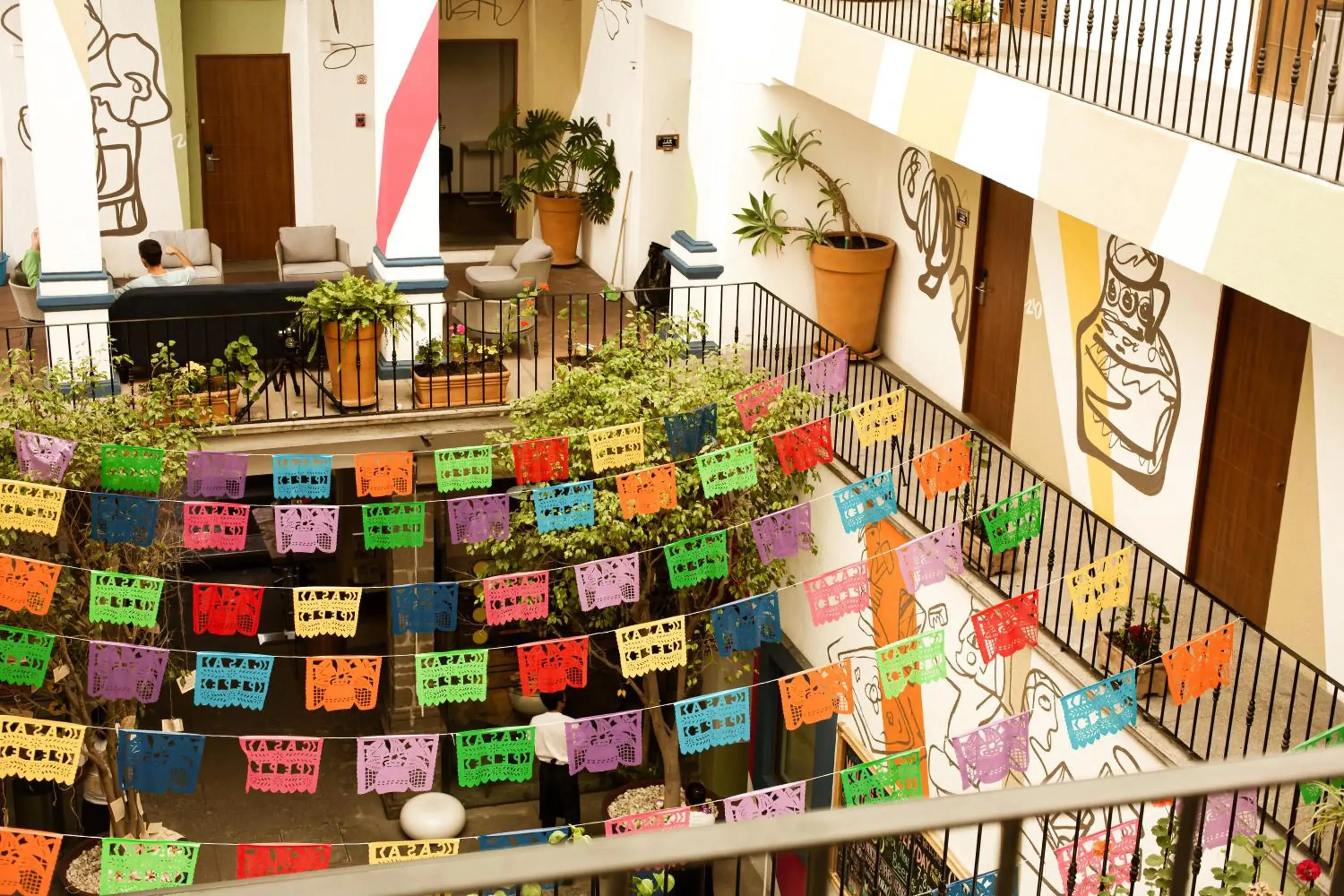 Inner courtyard view in Casa Pepe Puebla