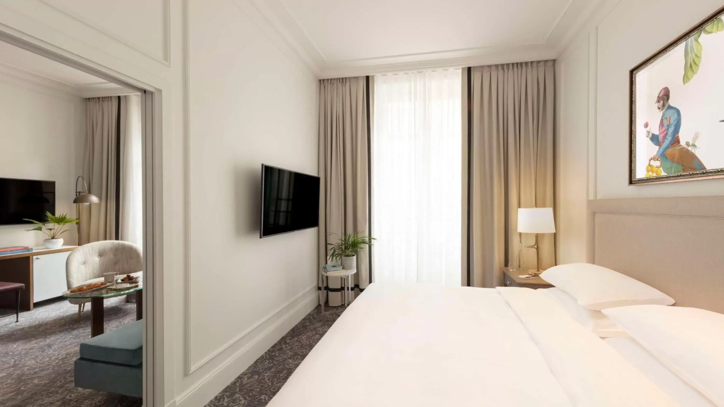 Photo of the whole room, Bed in Hôtel du Louvre, in The Unbound Collection by Hyatt