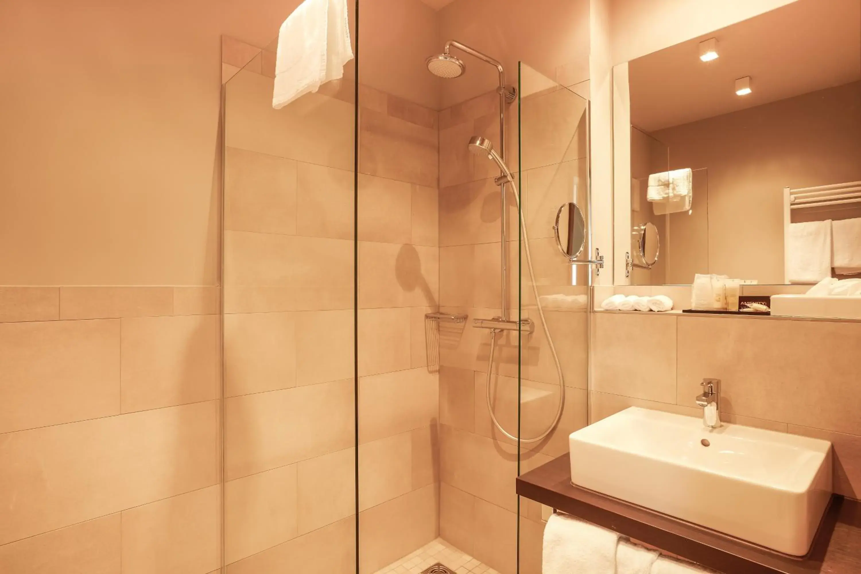 Shower, Bathroom in Hotel Platzhirsch