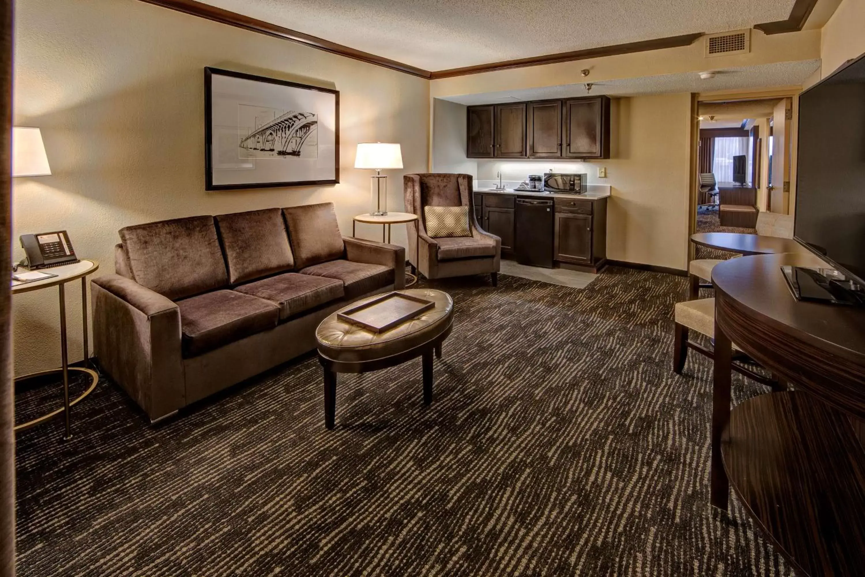 Living room, Seating Area in DoubleTree by Hilton Decatur Riverfront