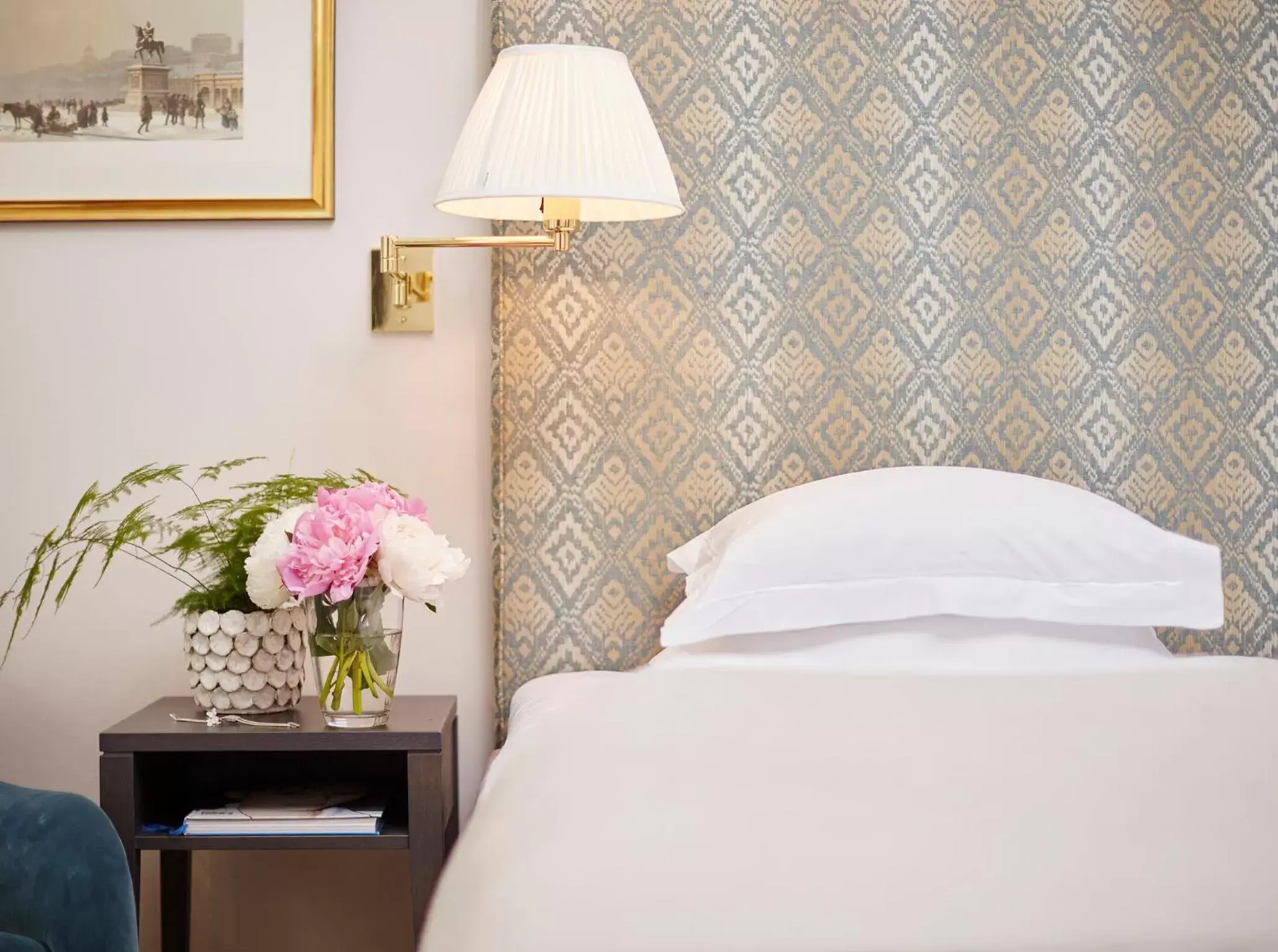 Decorative detail, Bed in Hotel Diplomat Stockholm
