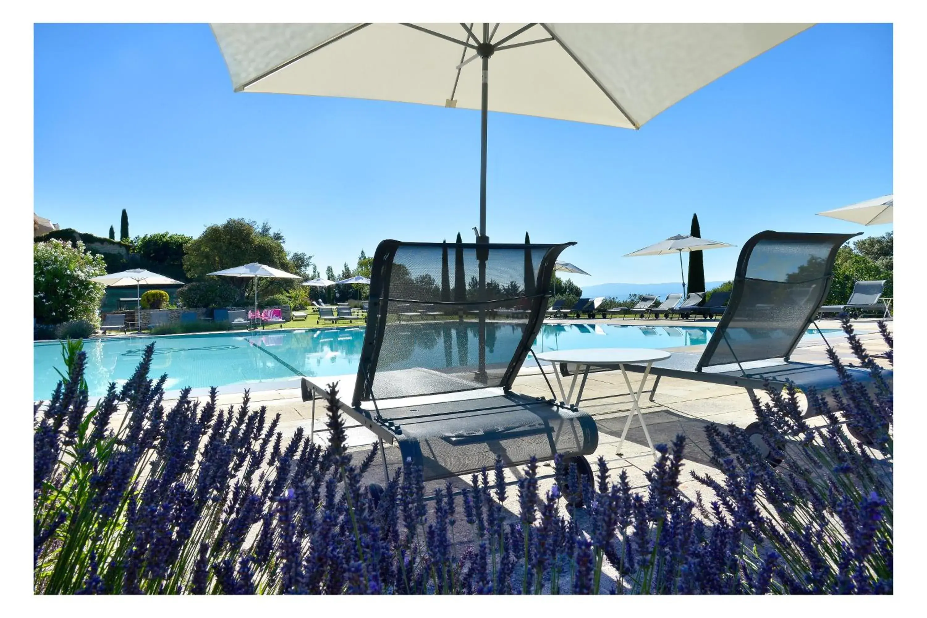 Patio, Swimming Pool in Hotel Les Bories & Spa