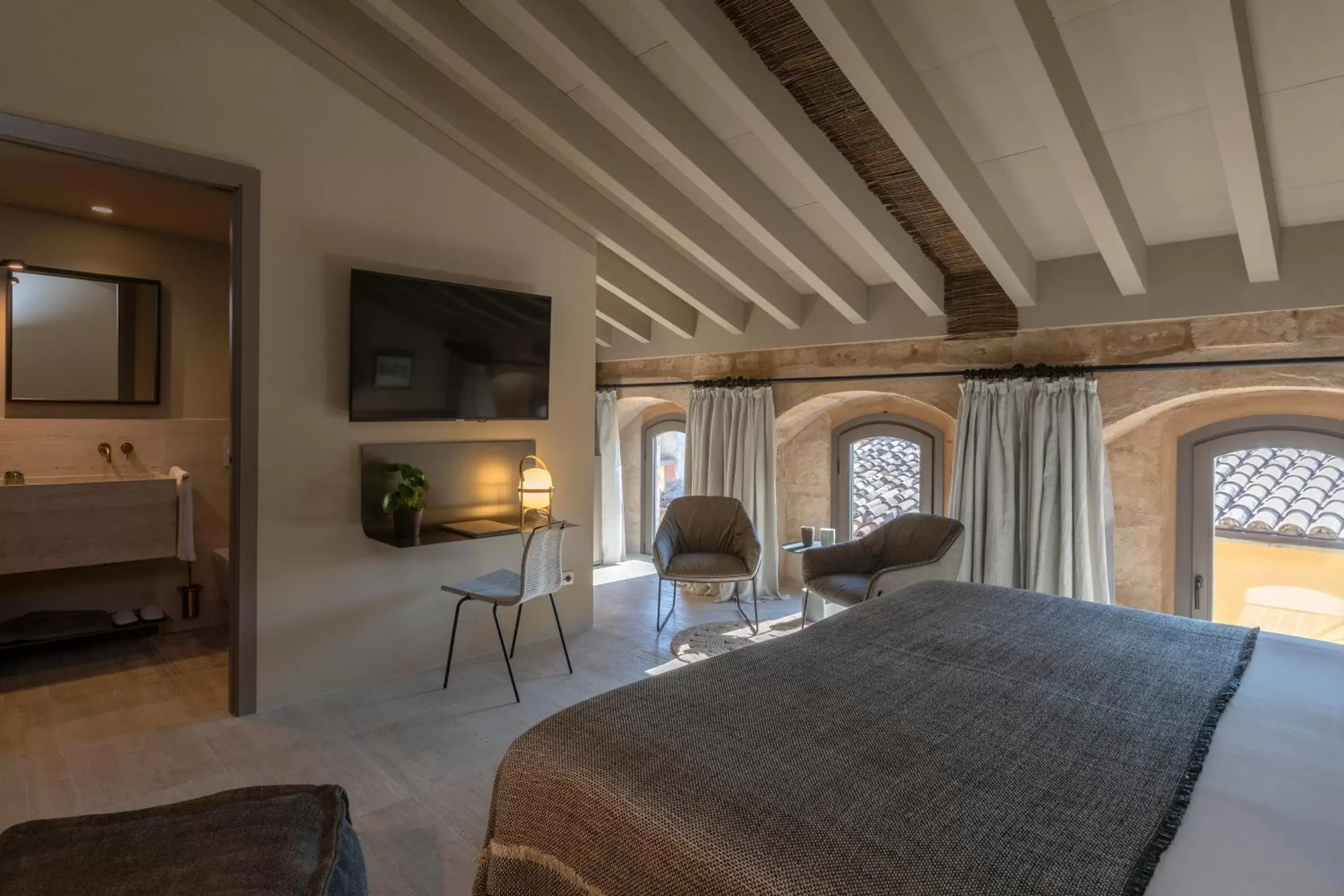 Bedroom, Bed in Can Aulí Luxury Retreat - Adults Only
