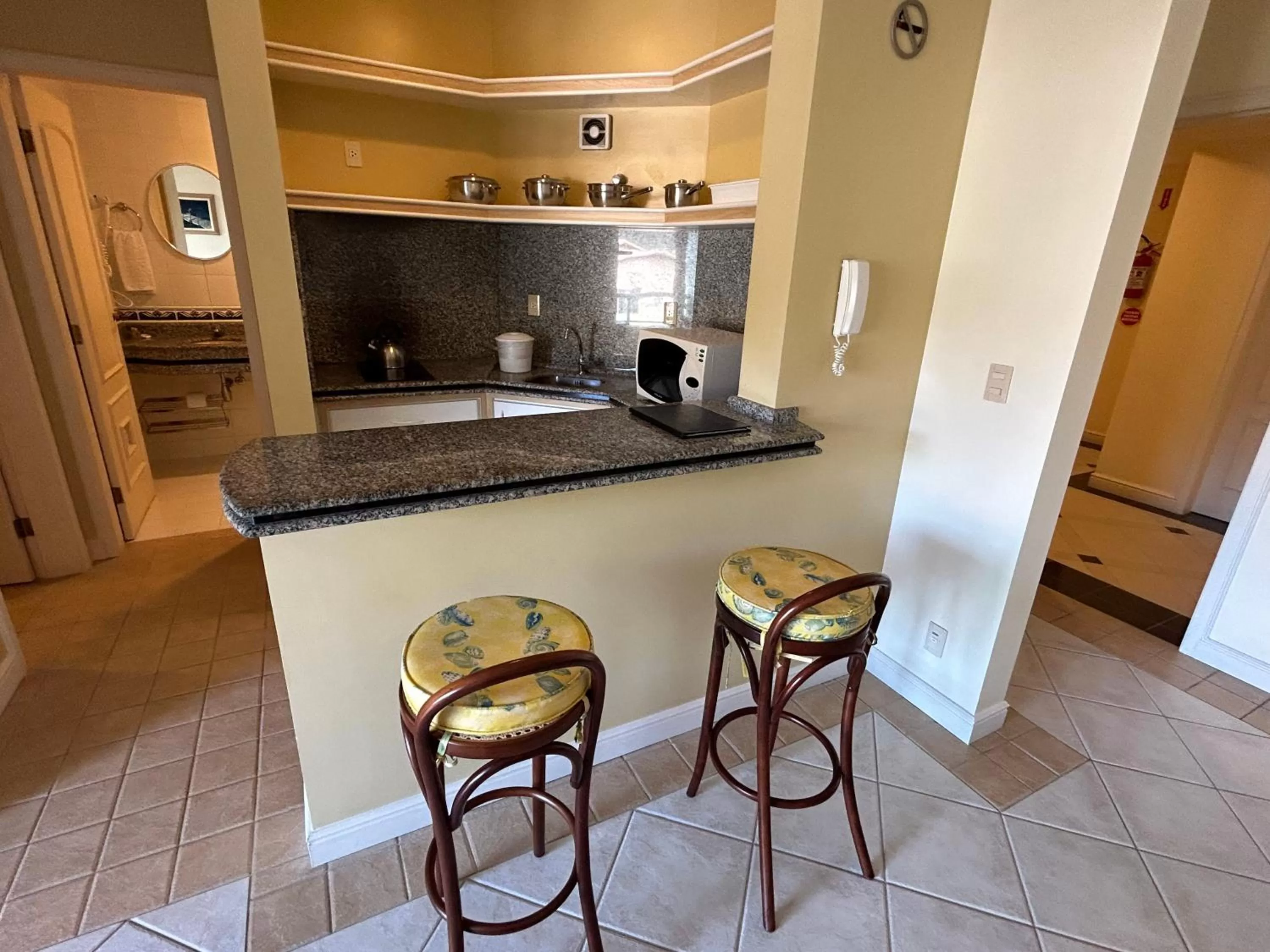 Kitchen or kitchenette in Golfinhos Apart Hotel