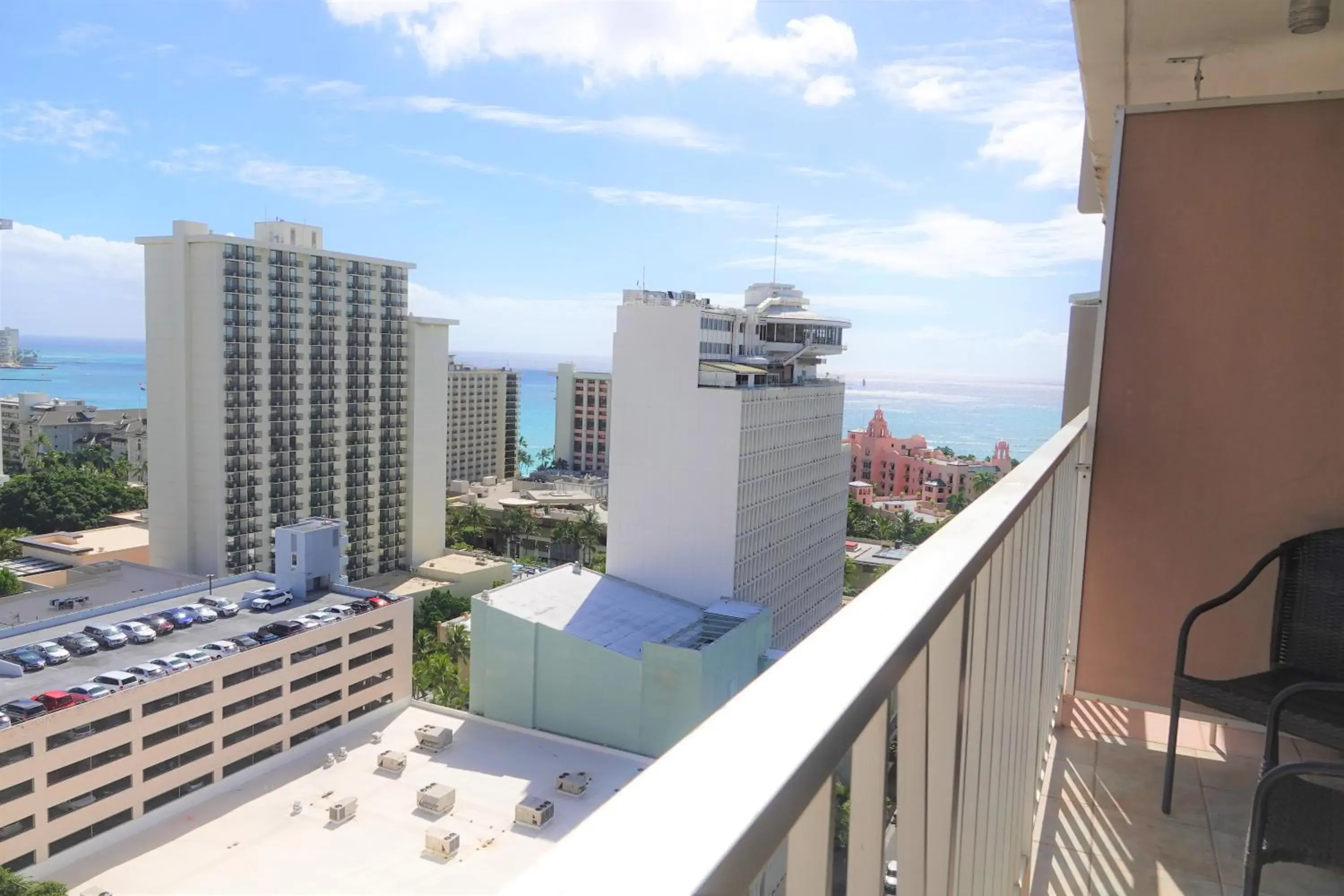 Balcony/Terrace in Tropical Studios at Marine Surf Waikiki - FREE PARKING - BEST LOCATION - FULL KITCHEN - SWIMMING POOL