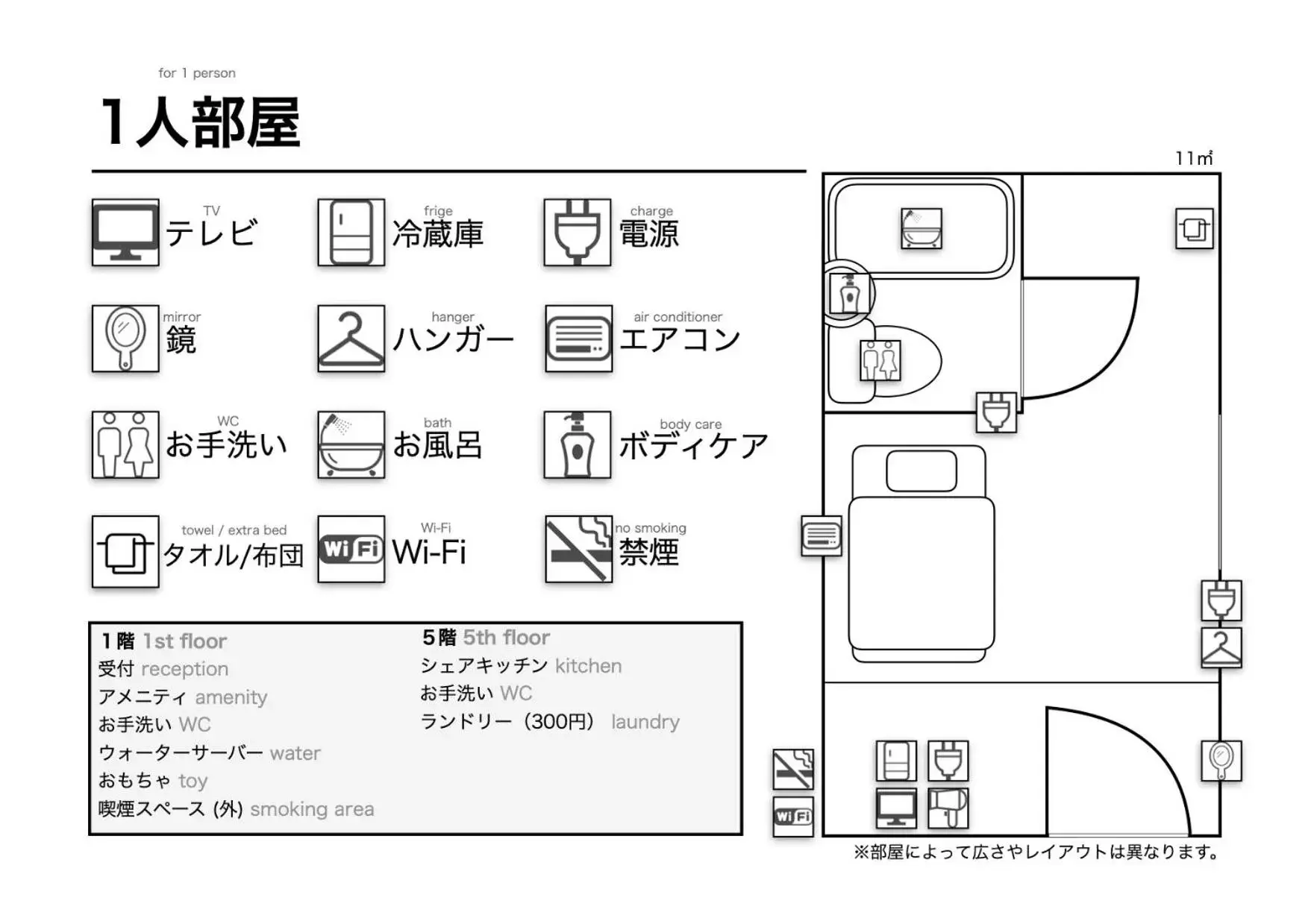 Single Room with Shower in Kanazawa 旅音 Single Room with Shower in Kanazawa 旅音