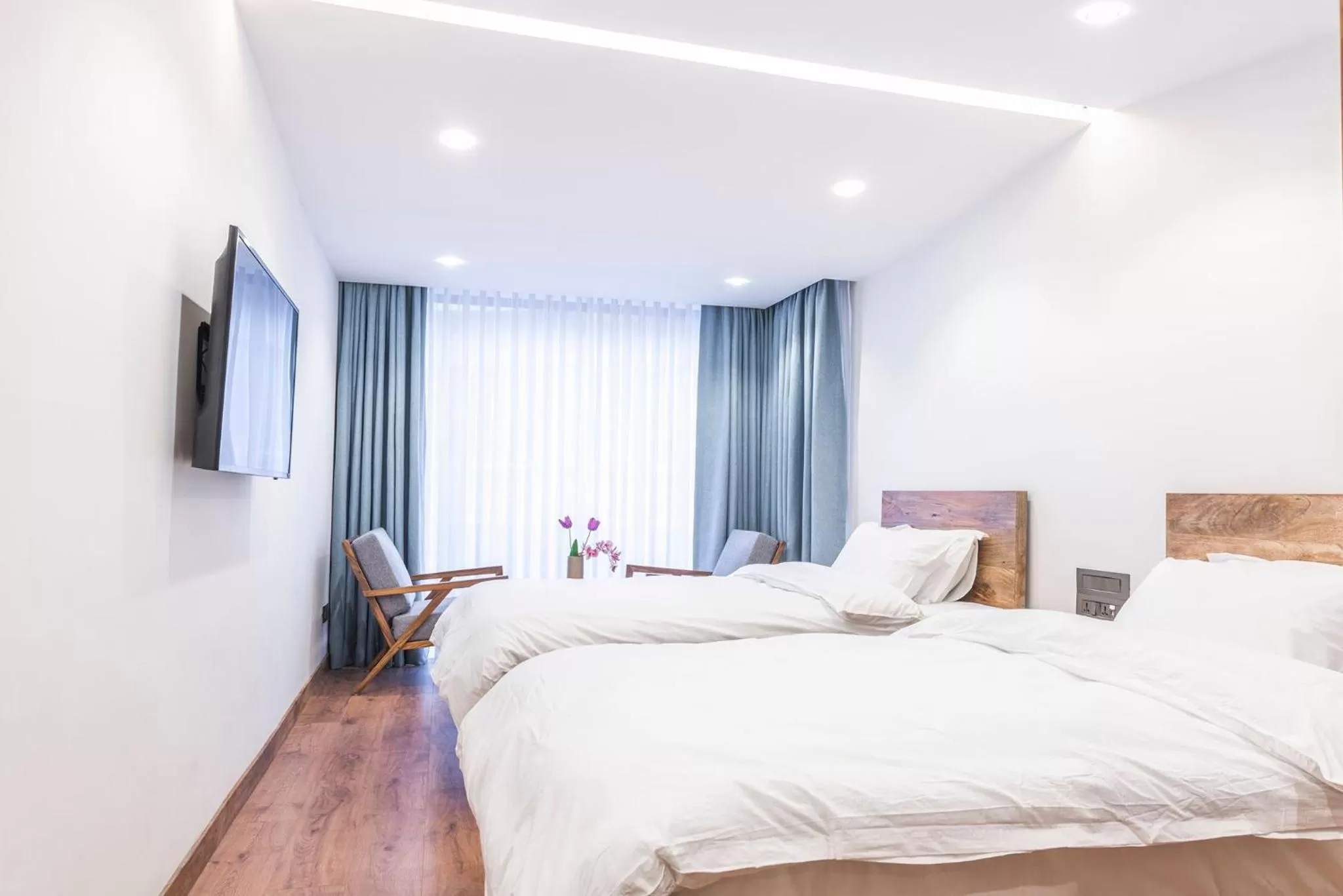 Bed in 9ine Thamel Hotel