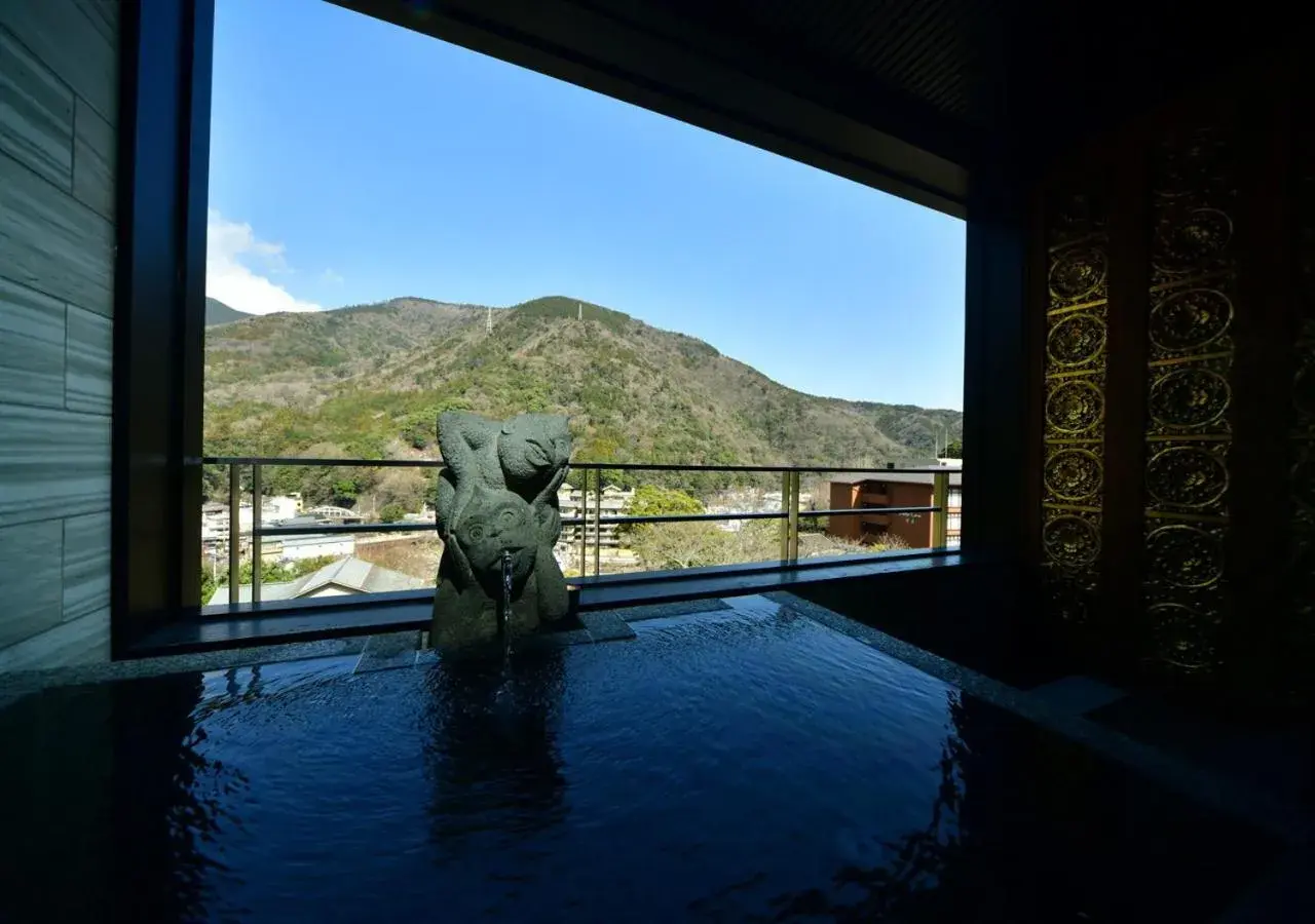 Hot Spring Bath, Swimming Pool in Balinese onsen ryokan Hakone Airu