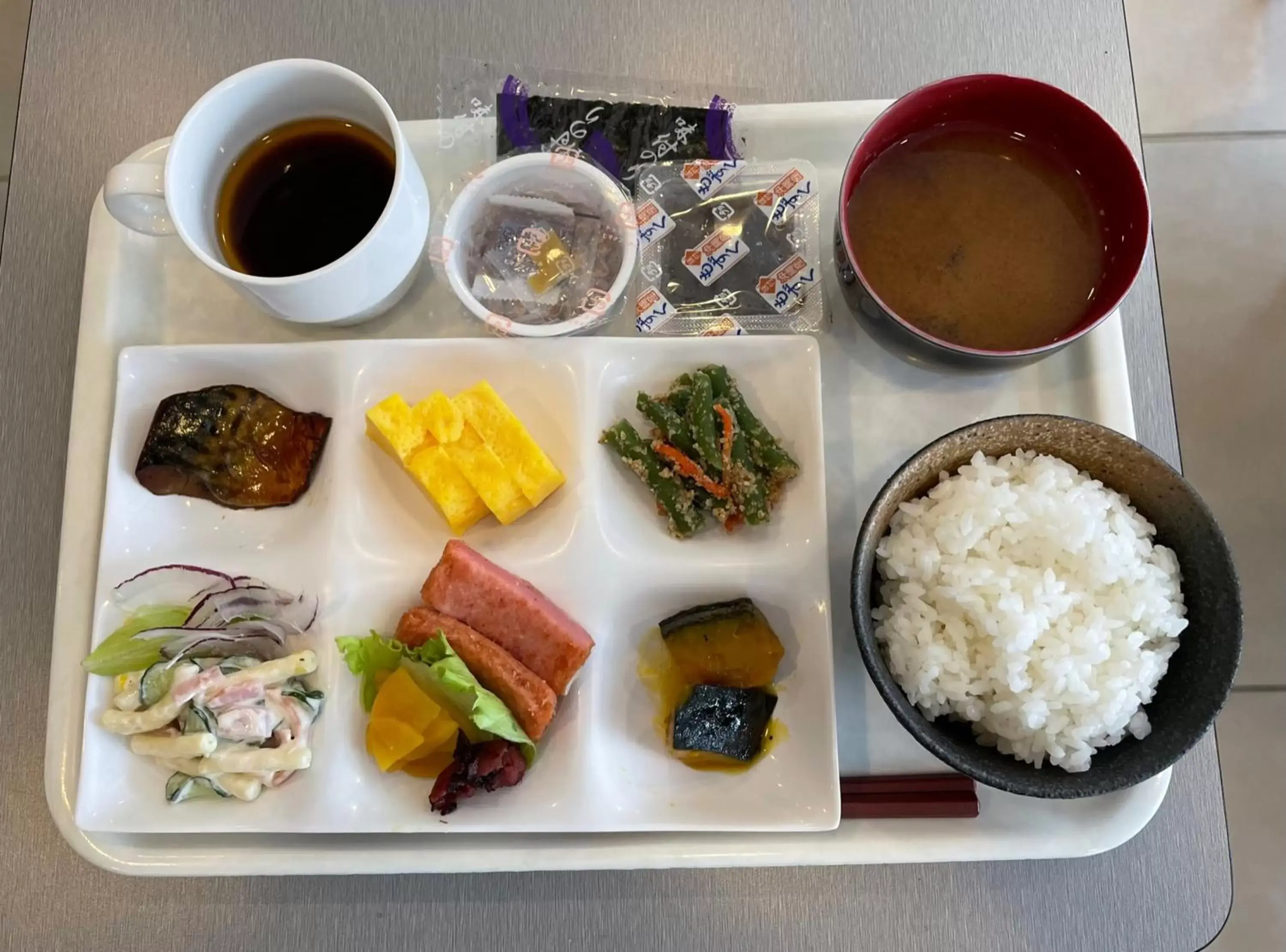 Breakfast in Green Rich Hotel Hamada Ekimae (Artificial hot spring Futamata Yunohana)