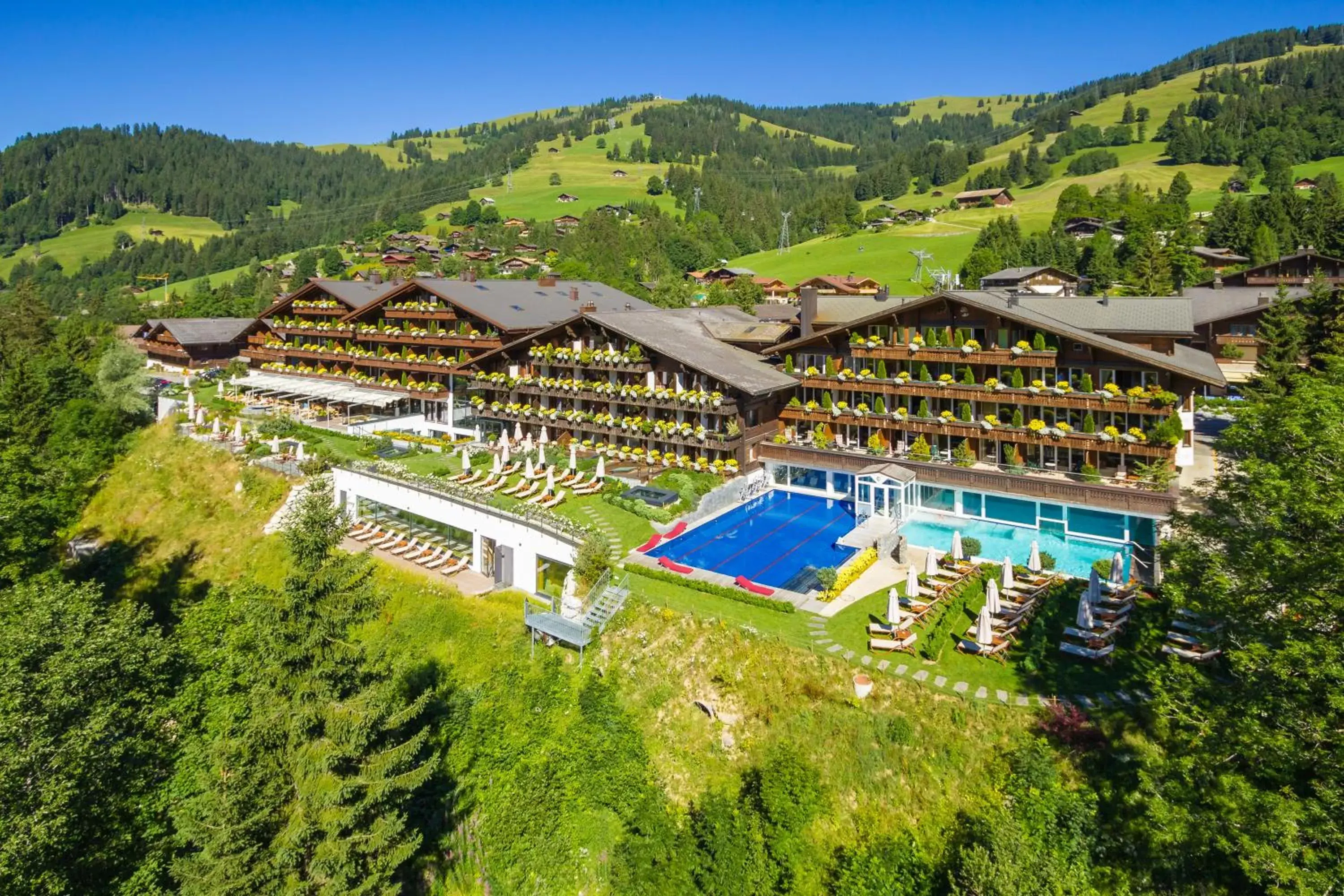 Swimming pool, Bird's-eye View in ERMITAGE Wellness- & Spa-Hotel