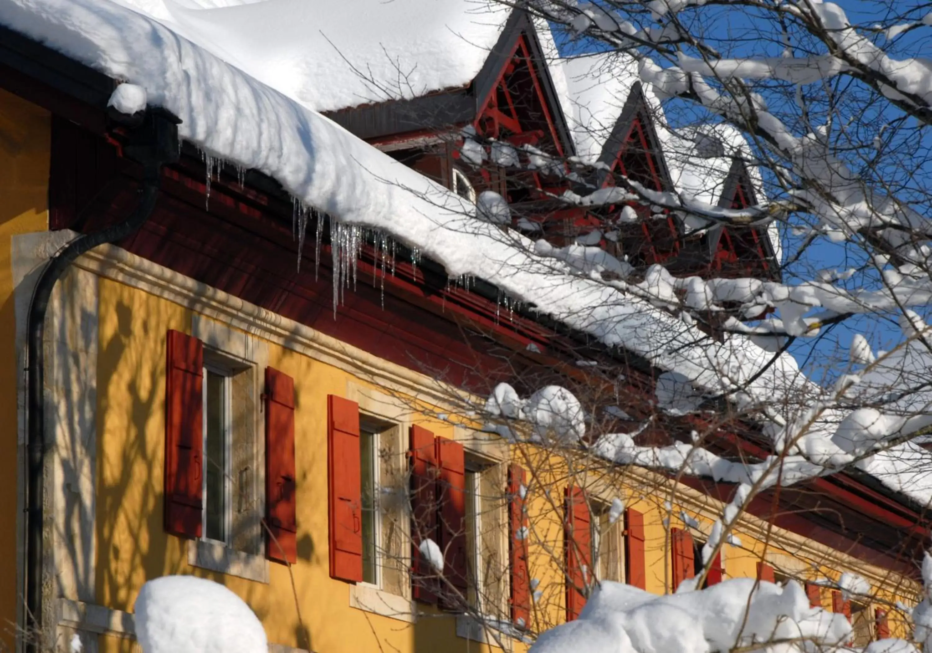 Property building, Winter in Hôtel de l'Aigle