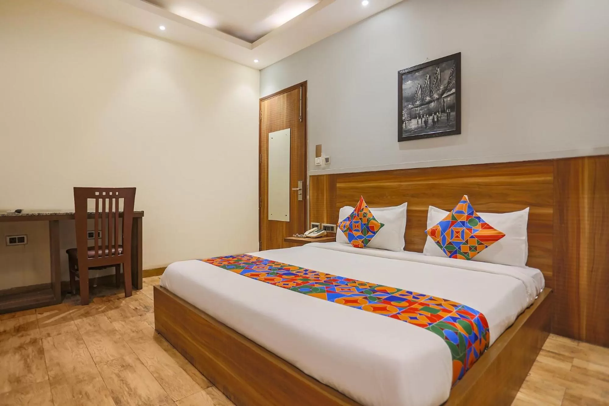 Bed in FabHotel Royal Touch Patel Nagar