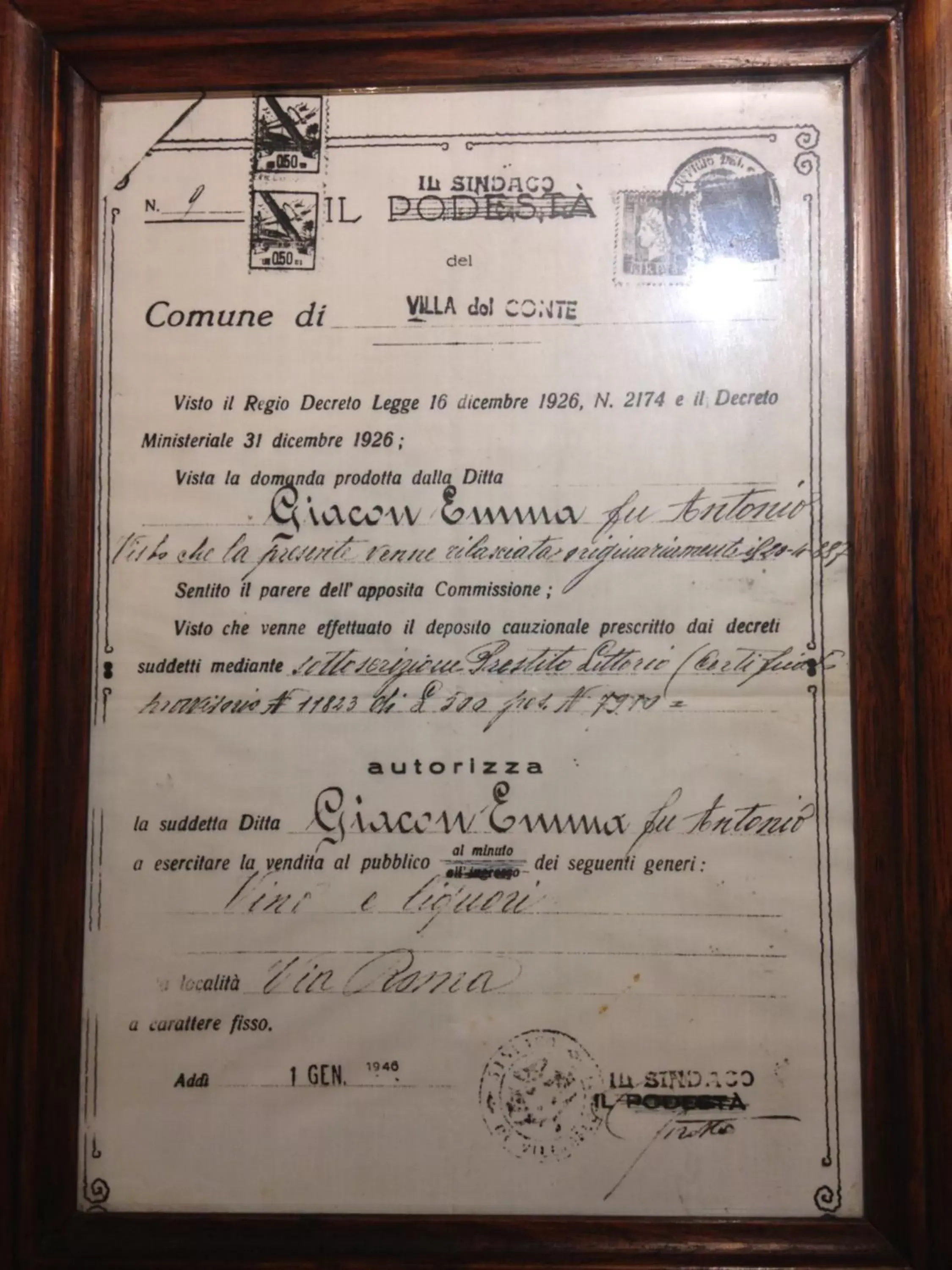 Certificate/Award in Hotel Pizzeria Ristorante "Al Leone"