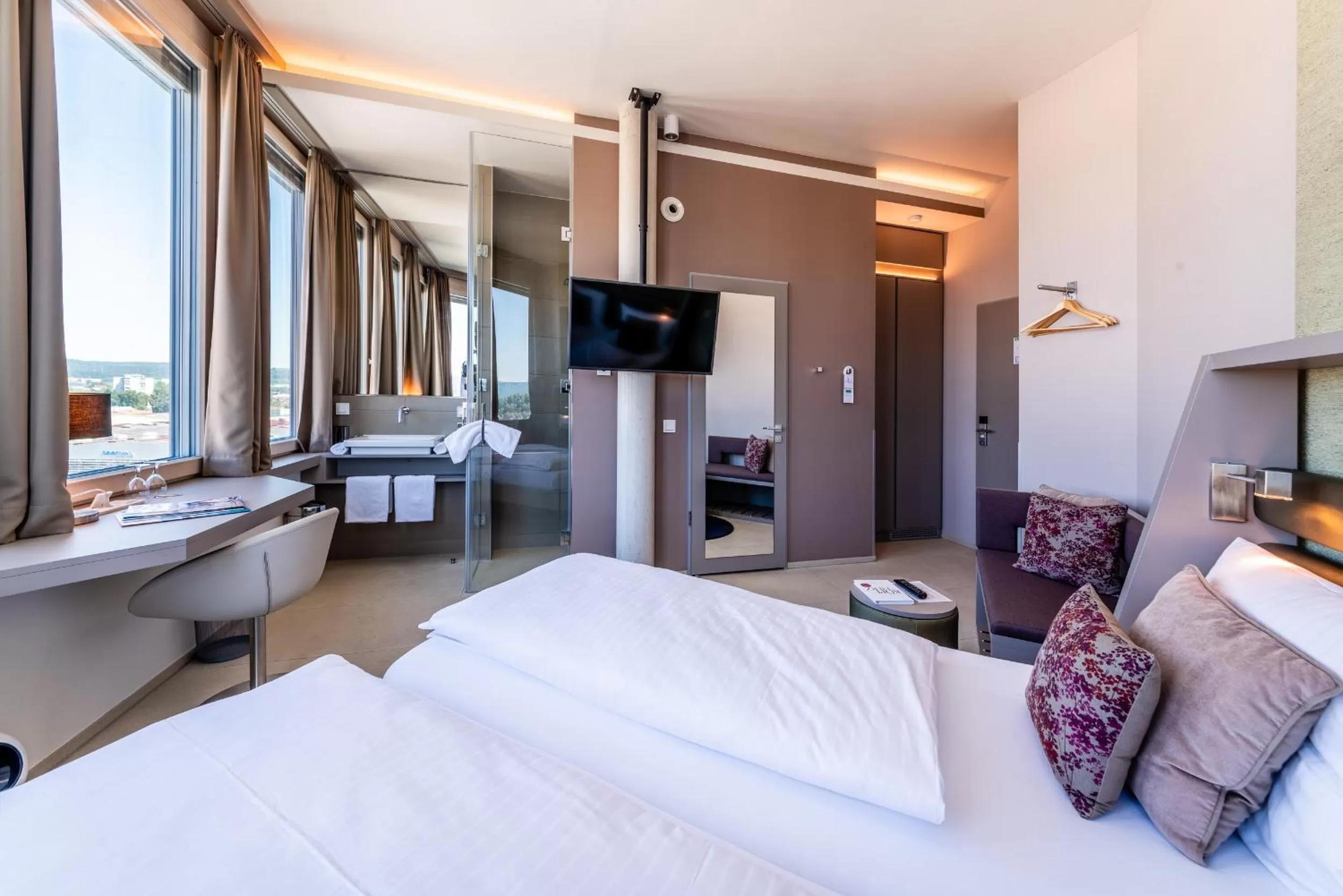 Bathroom, Bed in aquaTurm Hotel & Energie