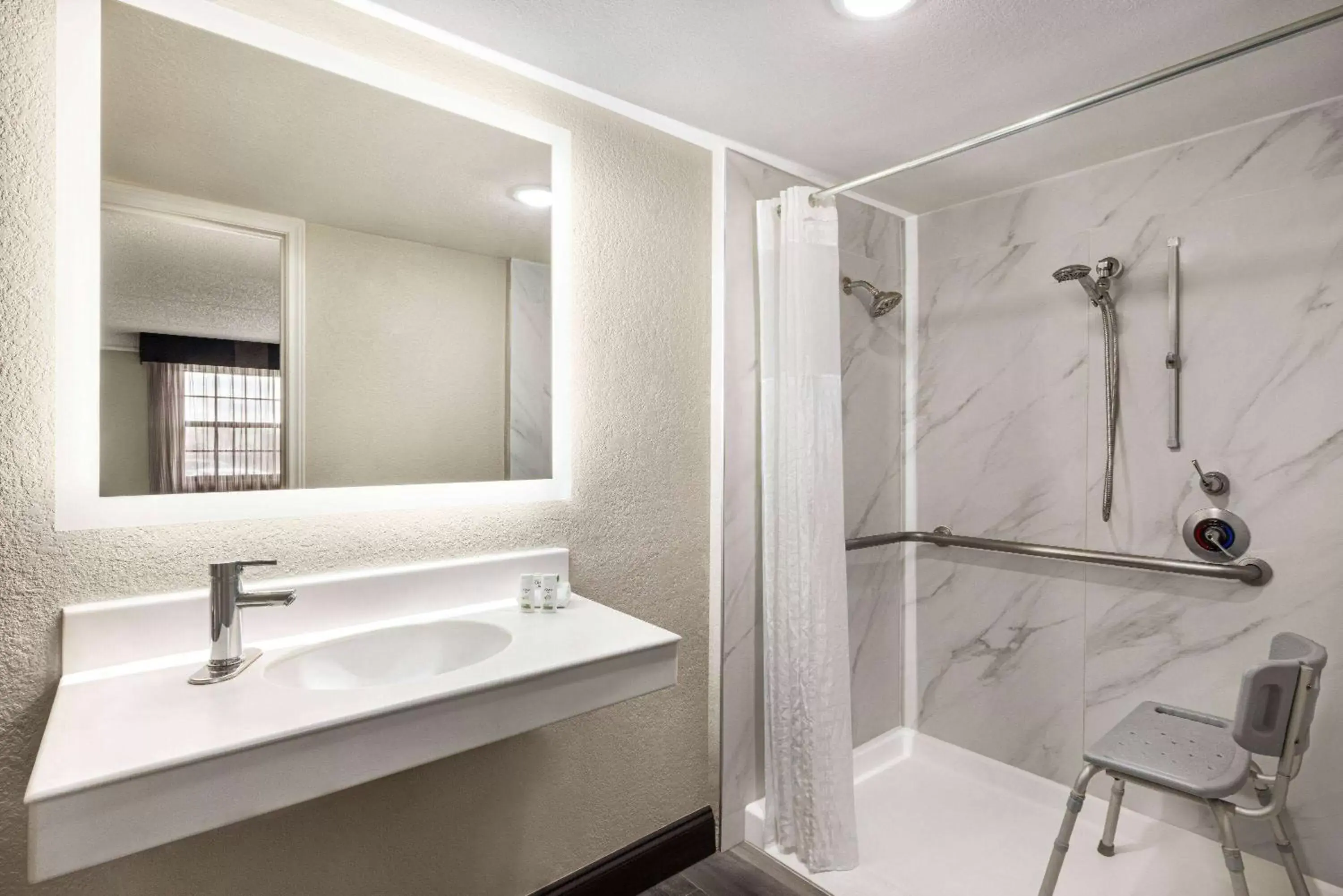 Shower, Bathroom in La Quinta Inn by Wyndham San Antonio I-35 N at Toepperwein