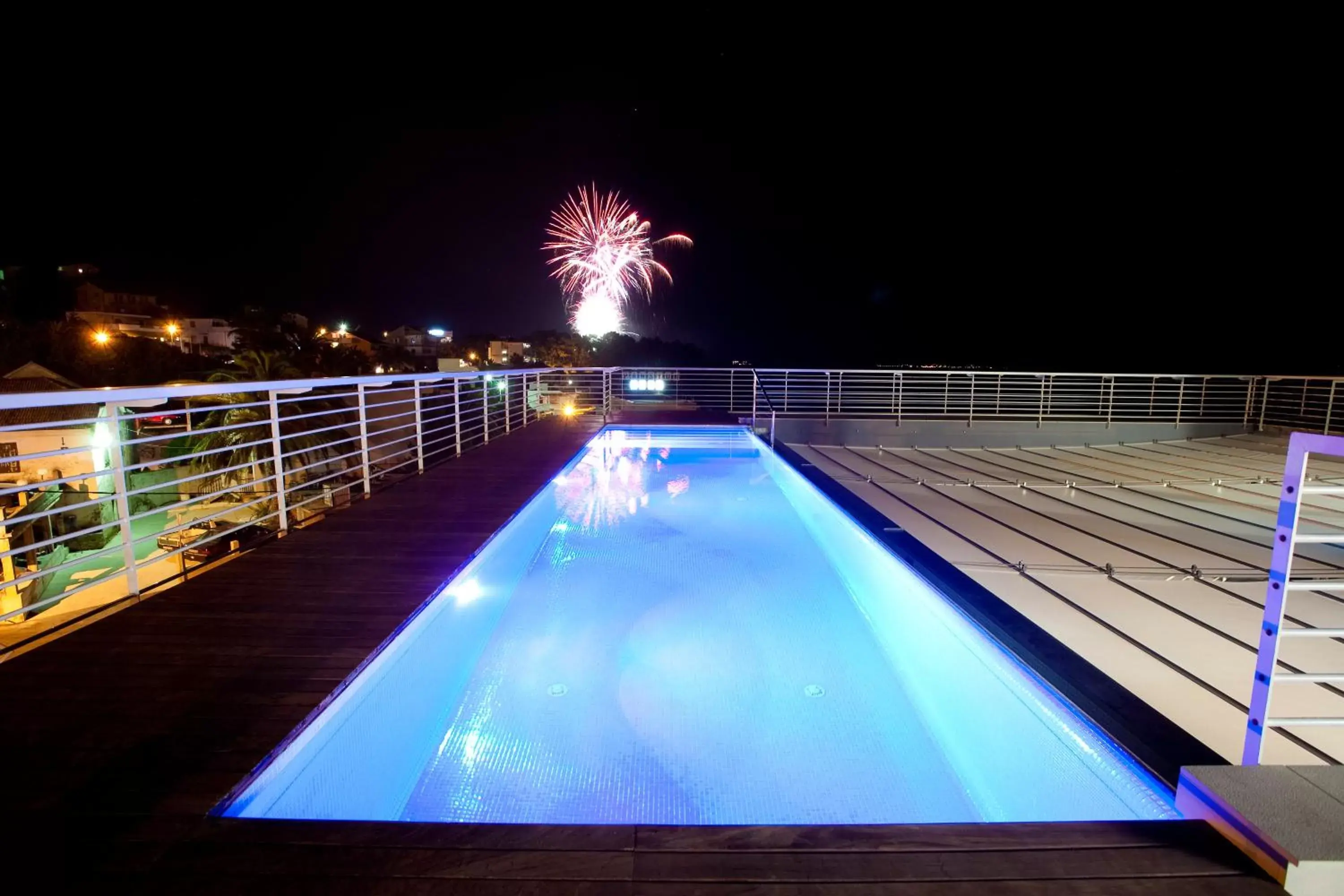 Night, Swimming Pool in Hotel Split
