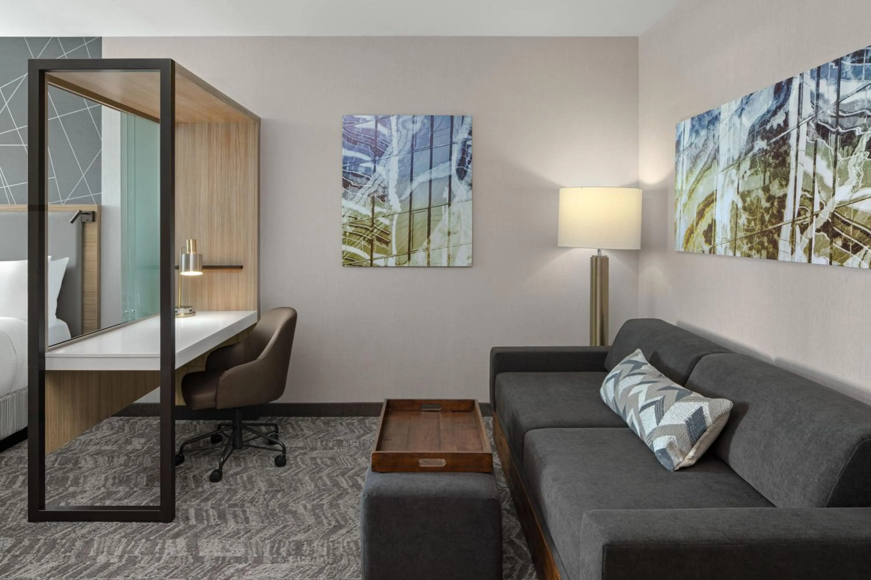 Living room, Bed in SpringHill Suites by Marriott Kalamazoo Portage