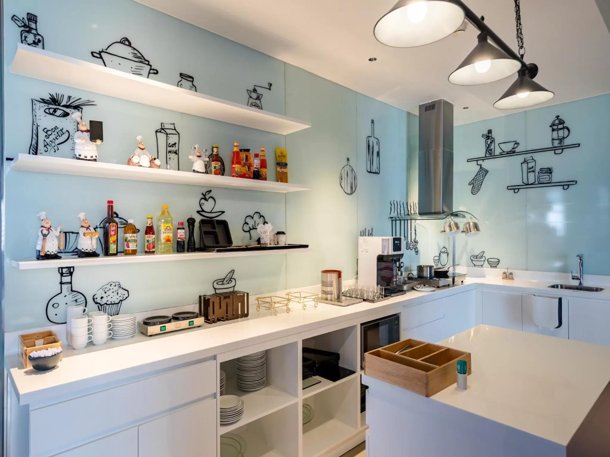 Communal kitchen in SOJO Hotel Nam Dinh