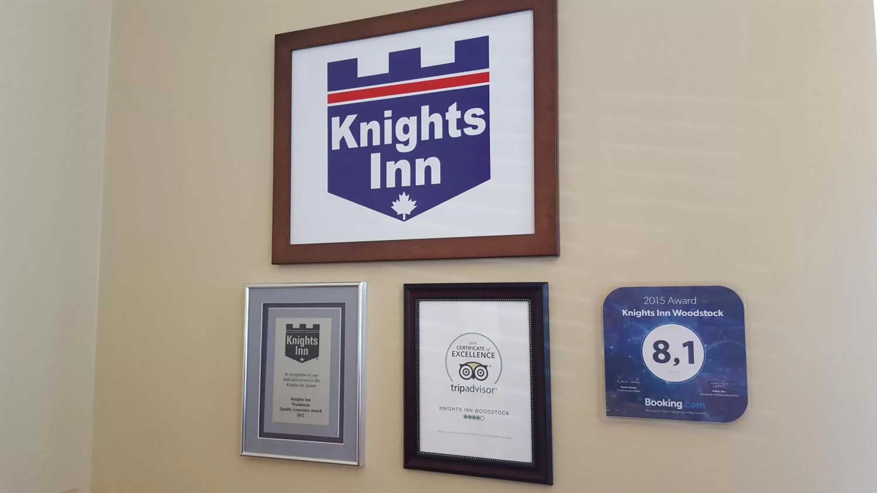 Certificate/Award in Knights Inn Woodstock