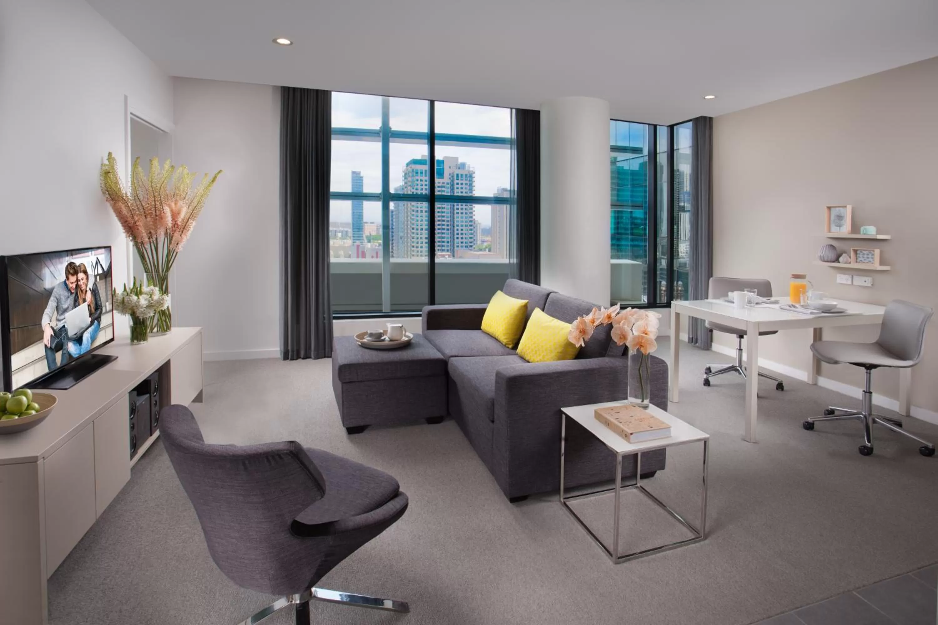 Living room in Citadines on Bourke Melbourne