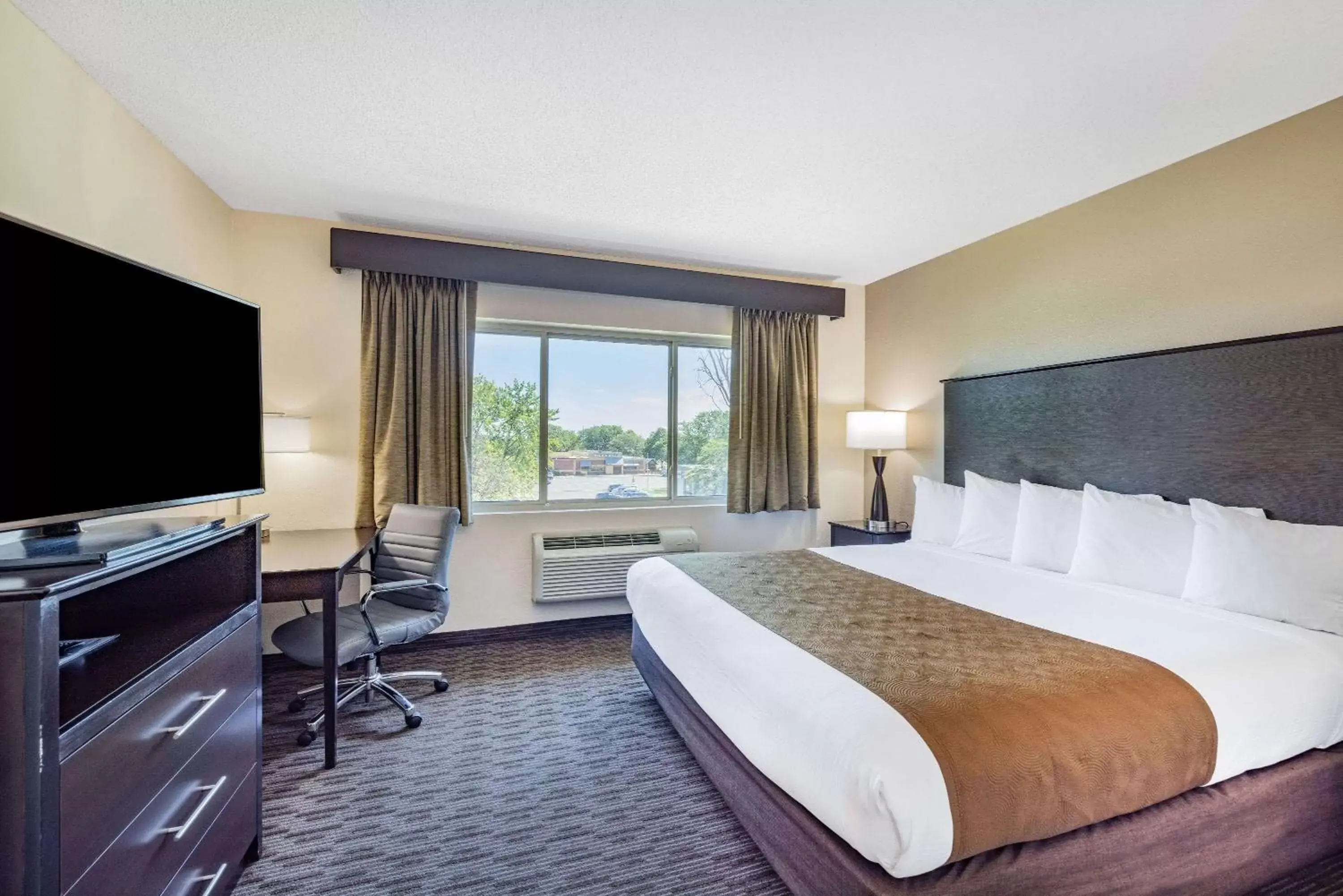 Bed, TV/Entertainment Center in AmericInn by Wyndham Apple Valley