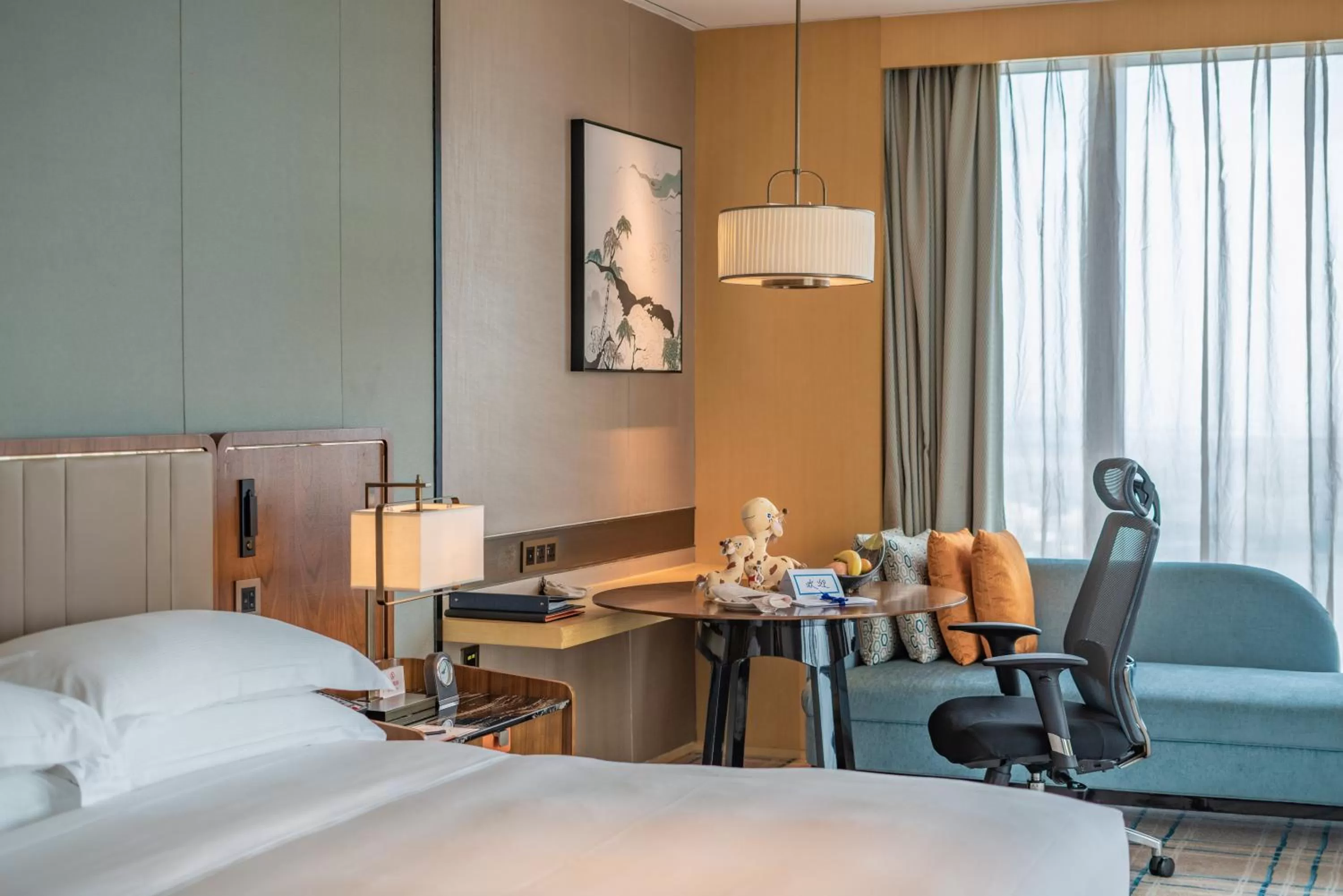 hair dresser, Bed in Hilton Fuzhou