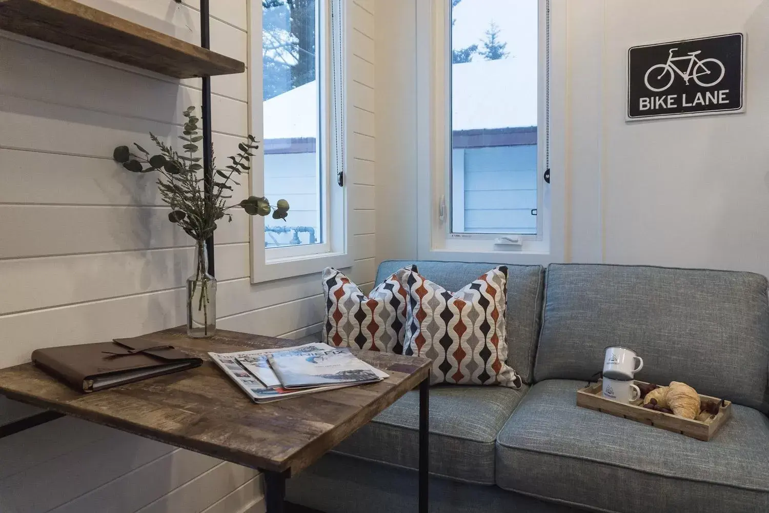 Seating Area in Tiny Homes by Snow Valley Lodging