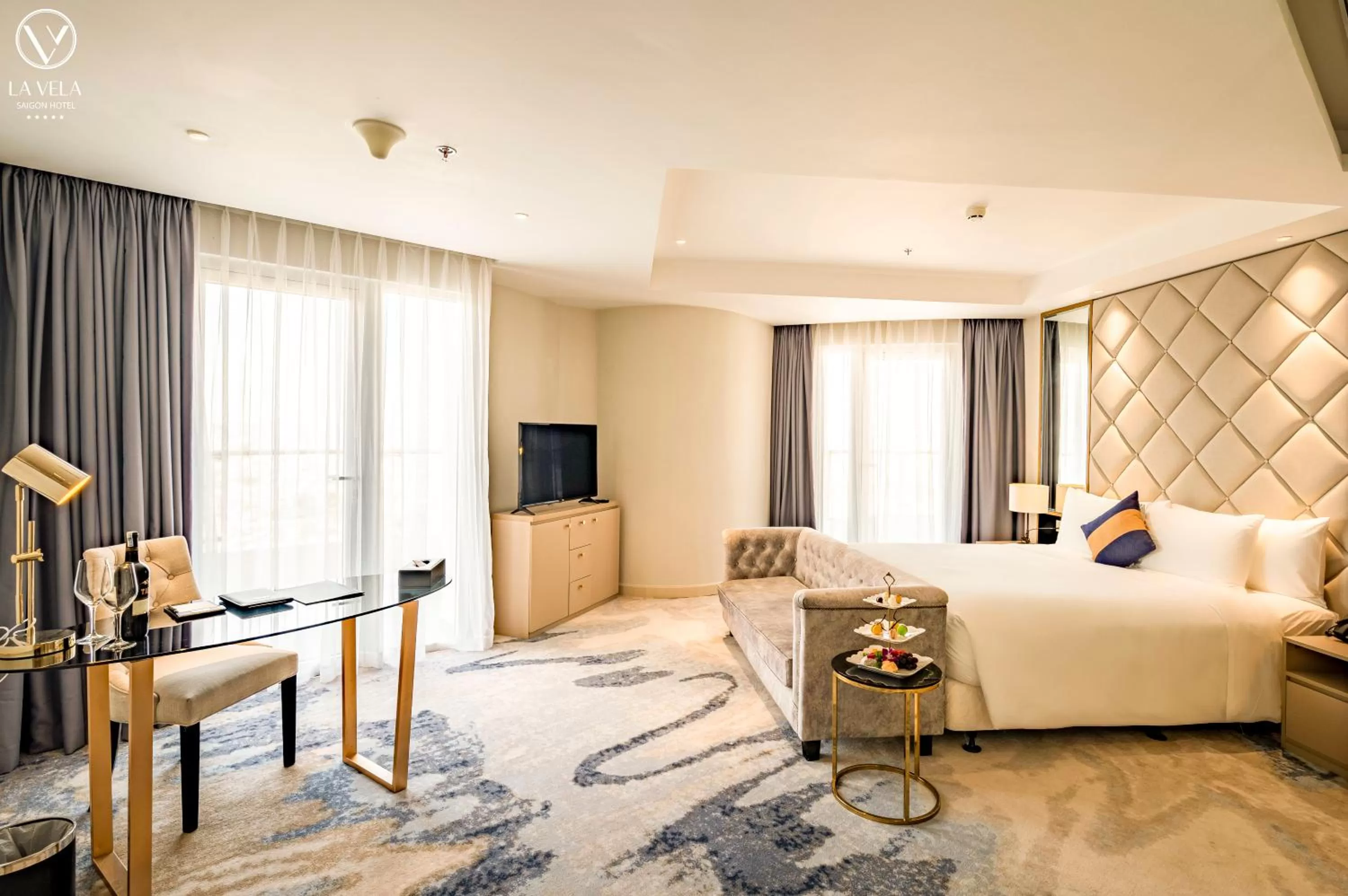 Bedroom, Bed in La Vela Saigon Hotel