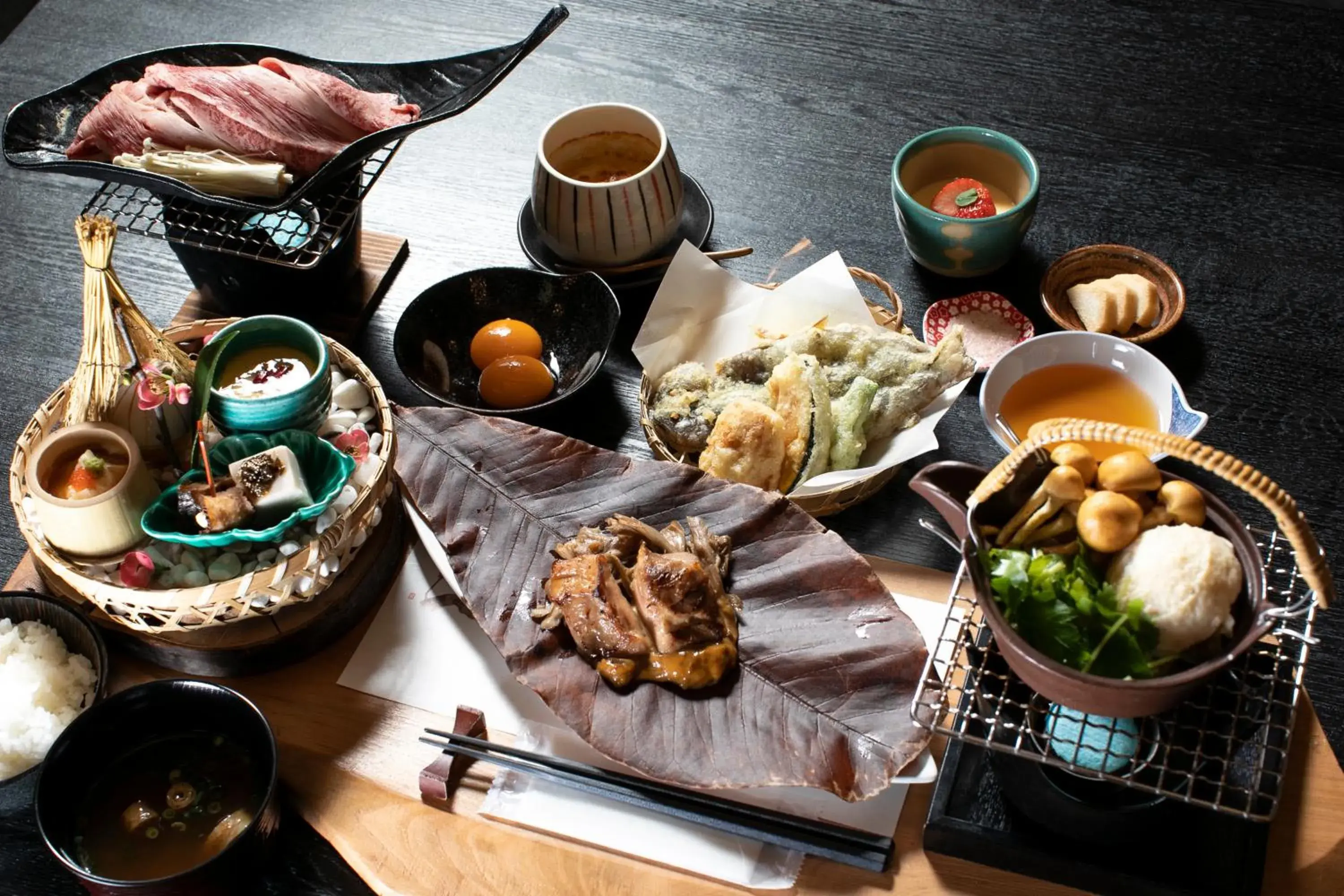 Food close-up in Hatcho no Yu Hot Spring Ryokan