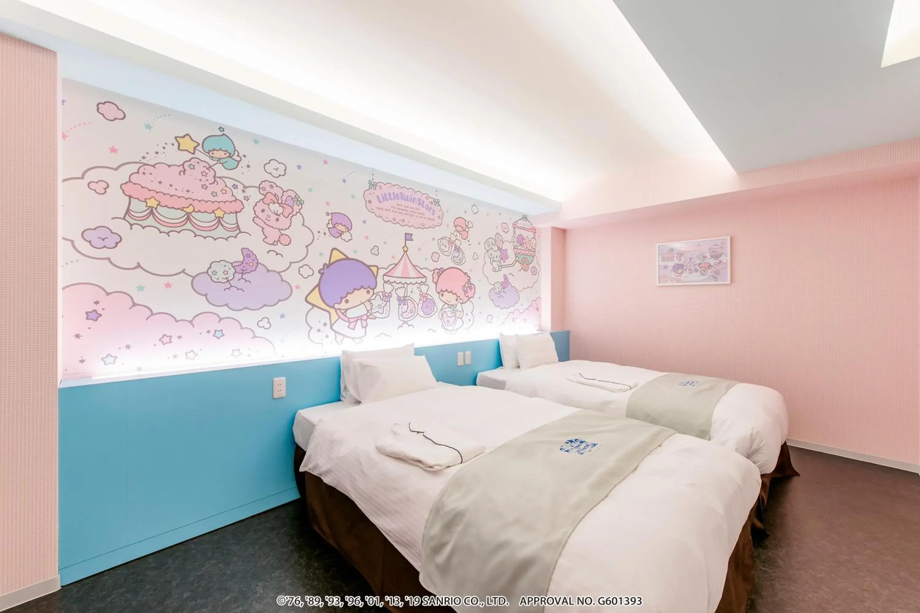 Bed in Hotel Okinawa With Sanrio Characters